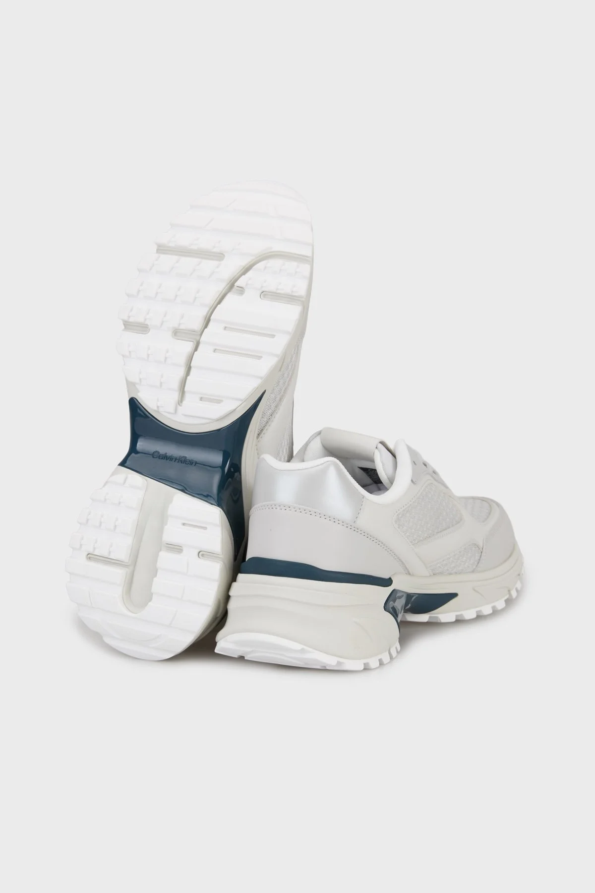 Calvin Klein Logolu Bağcıklı Sneaker YM0YM014510IS Erkek Ayakkabı YM0YM01451 0IS BEYAZ-GRİ - 4