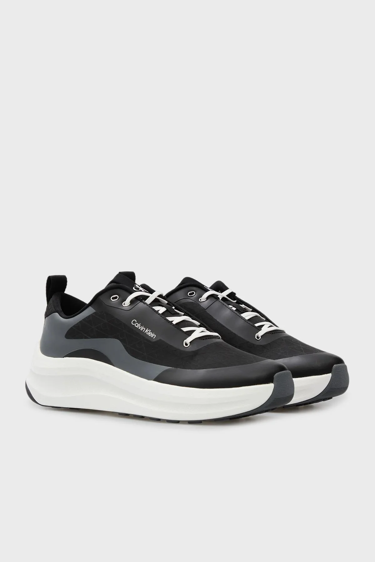 Calvin Klein Logolu Bağcıklı Sneaker YM0YM0145601F Erkek Ayakkabı YM0YM01456 01F SİYAH - 3