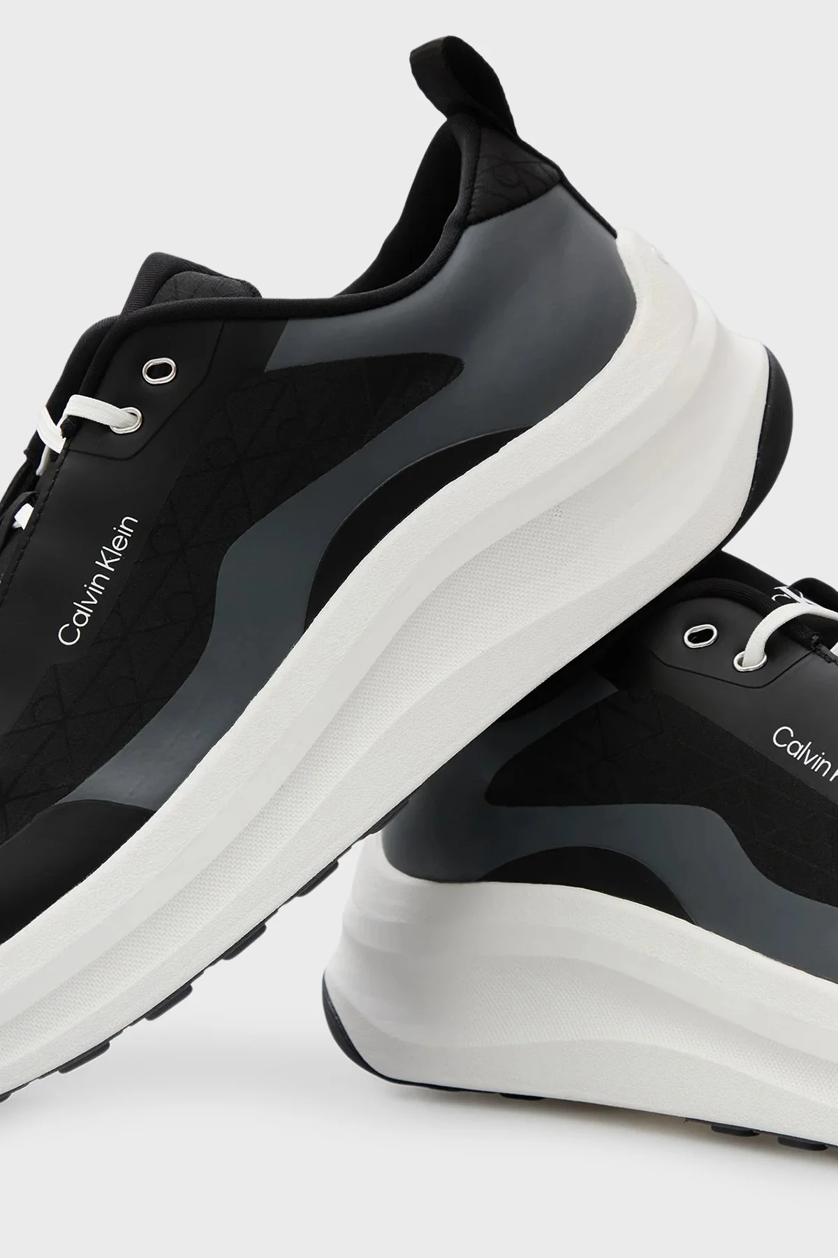 Calvin Klein Logolu Bağcıklı Sneaker YM0YM0145601F Erkek Ayakkabı YM0YM01456 01F SİYAH - 5