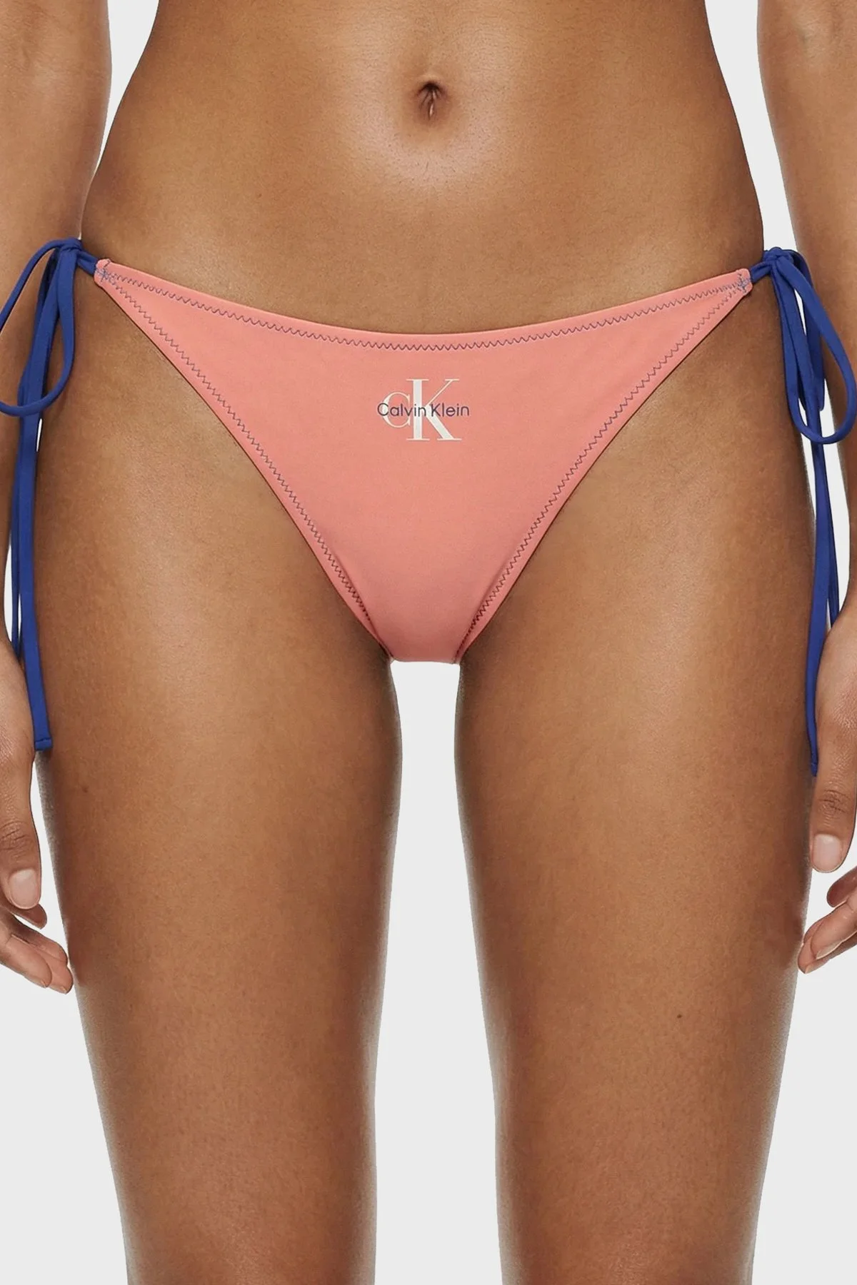Calvin Klein Logolu Bağlama Detaylı LV00Q61215TJ2 Bayan Bikini Altı LV00Q61215 TJ2 PUDRA - 1