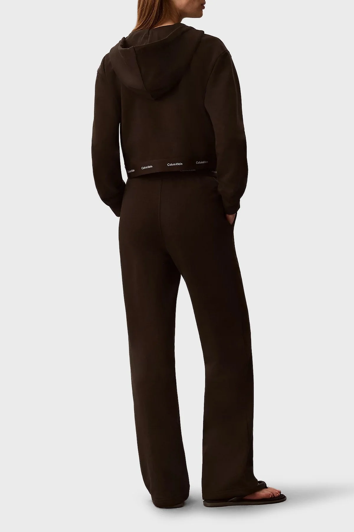 Calvin Klein Logolu Bel Detaylı Geniş Paça LV047G253GTO2 Kadın Pantolon LV047G253G TO2 KAHVE - 3