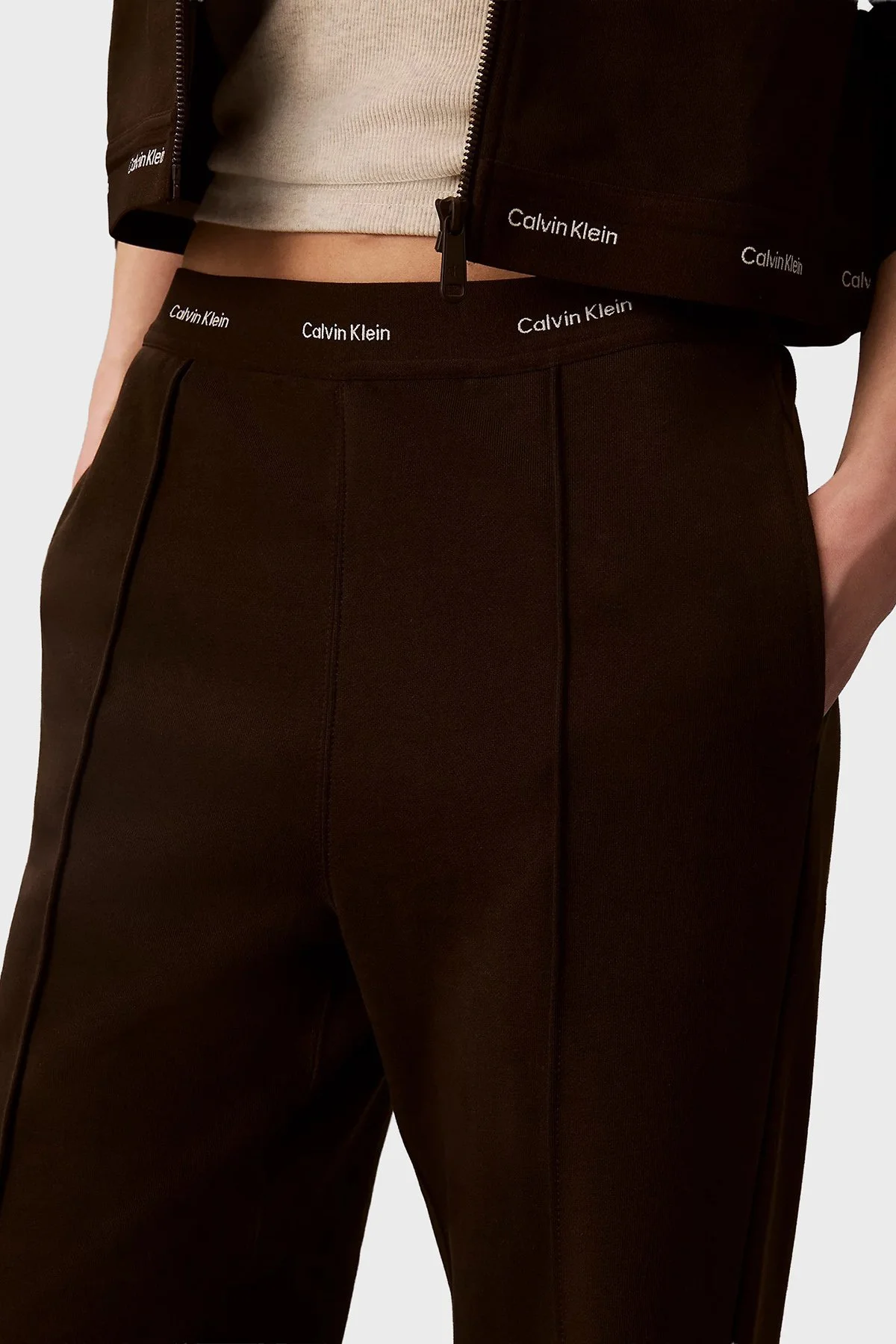 Calvin Klein Logolu Bel Detaylı Geniş Paça LV047G253GTO2 Kadın Pantolon LV047G253G TO2 KAHVE - 5