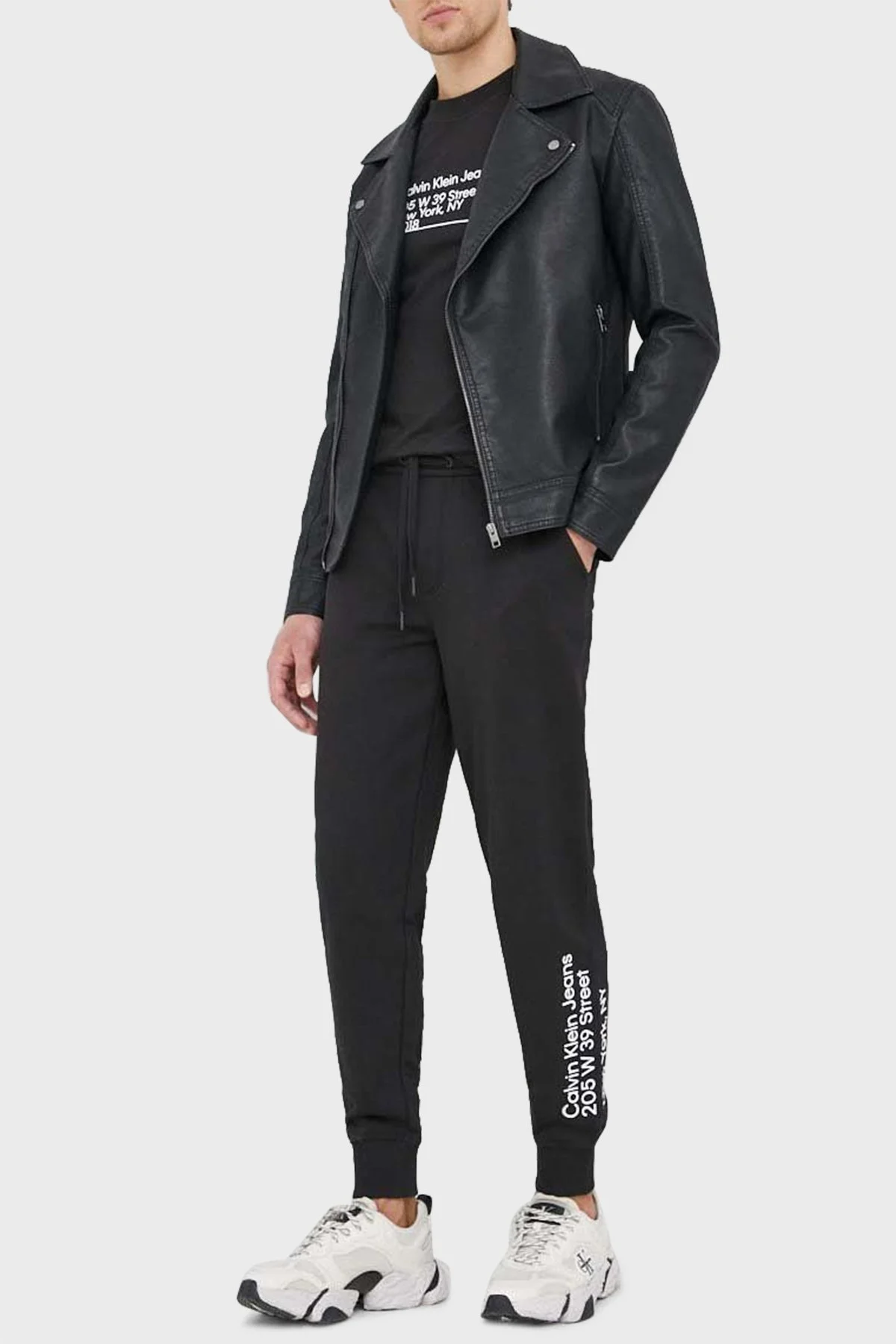 Calvin Klein Logolu Belden Bağlamalı % 100 Pamuk Jogger Erkek Pantolon J30J322639 BEH SİYAH - 1