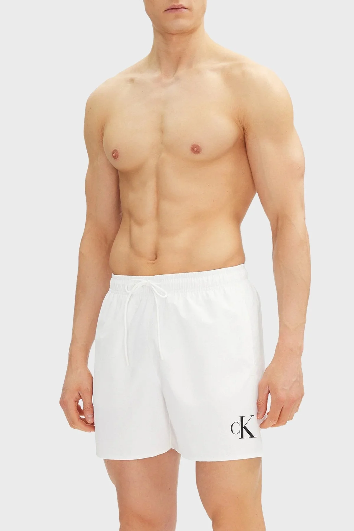 Calvin Klein Logolu Belden Bağlamalı KM0KM01101YCD Erkek Mayo Short KM0KM01101 YCD BEYAZ - 6