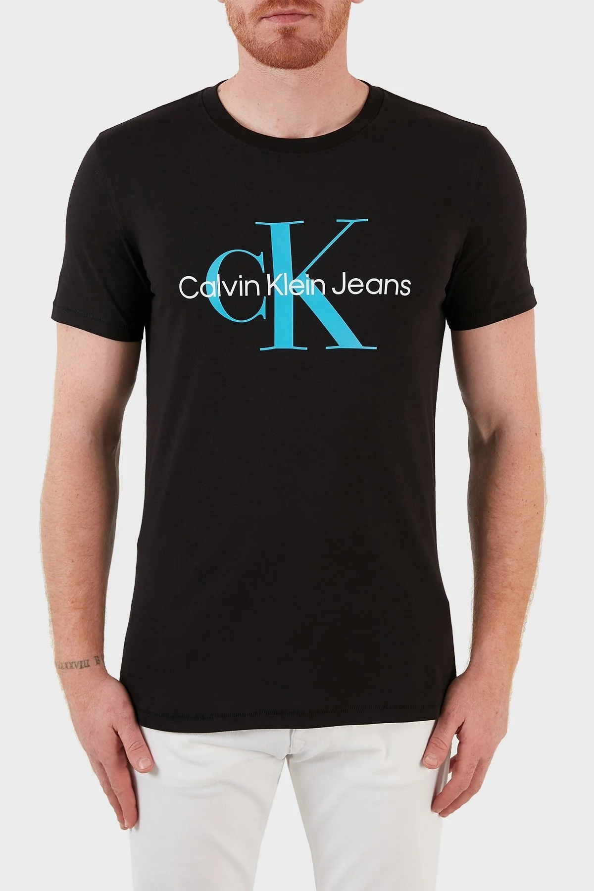 Calvin Klein Logolu Slim Fit Bisiklet Yaka % 100 Pamuk Erkek T Shirt J30J320806 0GO SİYAH - 1
