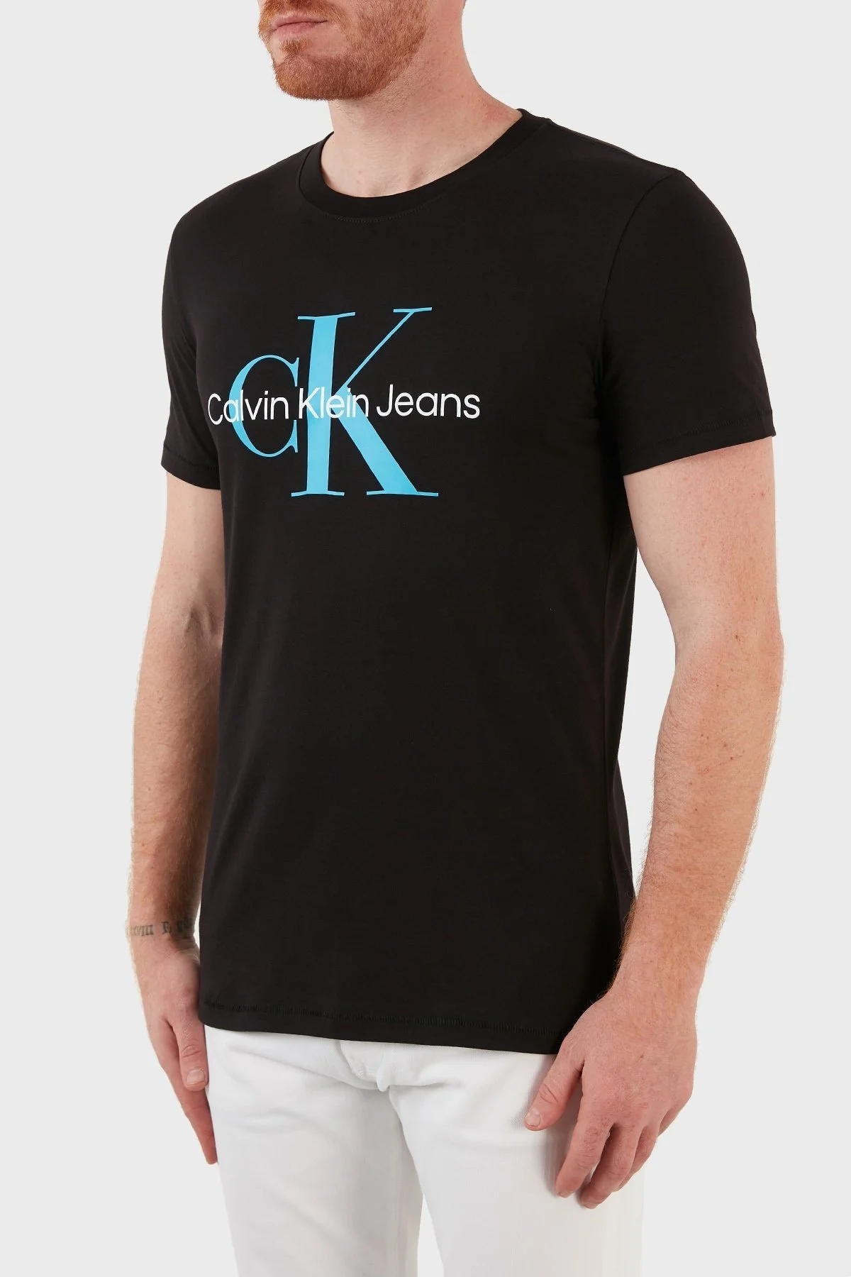 Calvin Klein Logolu Slim Fit Bisiklet Yaka % 100 Pamuk Erkek T Shirt J30J320806 0GO SİYAH - 3