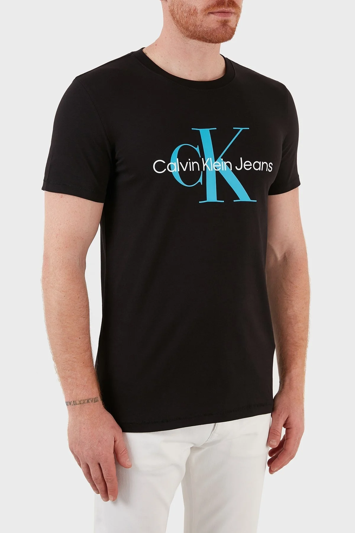Calvin Klein Logolu Slim Fit Bisiklet Yaka % 100 Pamuk Erkek T Shirt J30J320806 0GO SİYAH - 4