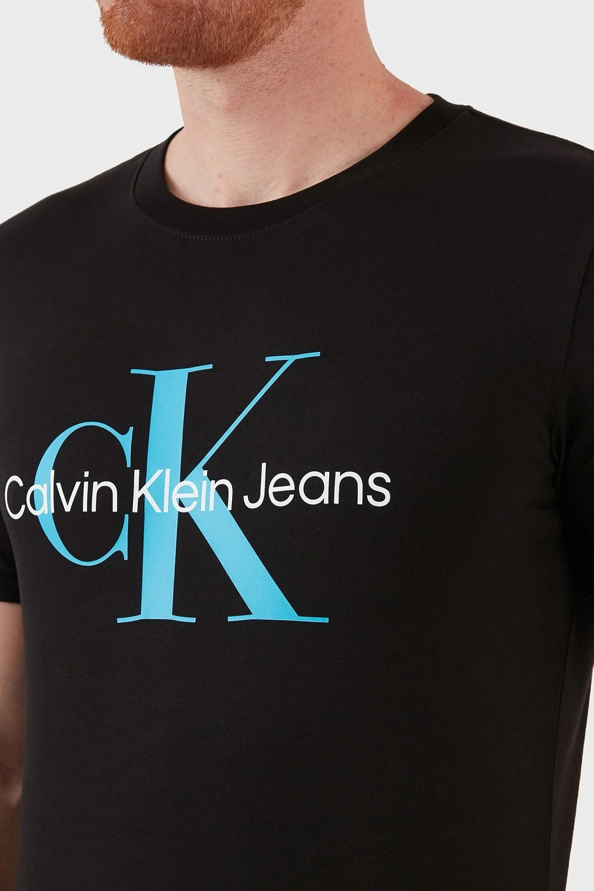 Calvin Klein Logolu Slim Fit Bisiklet Yaka % 100 Pamuk Erkek T Shirt J30J320806 0GO SİYAH - 6