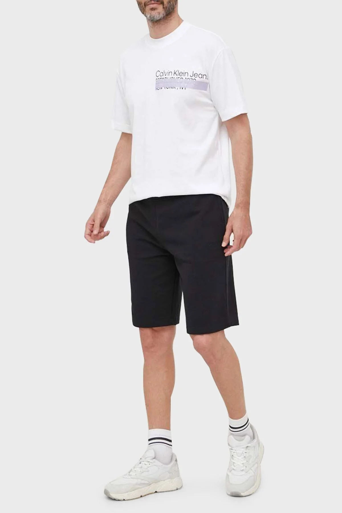 Calvin Klein Logolu Bisiklet Yaka % 100 Pamuk Oversize J30J323522YAF Erkek T Shirt J30J323522 YAF BEYAZ - 3