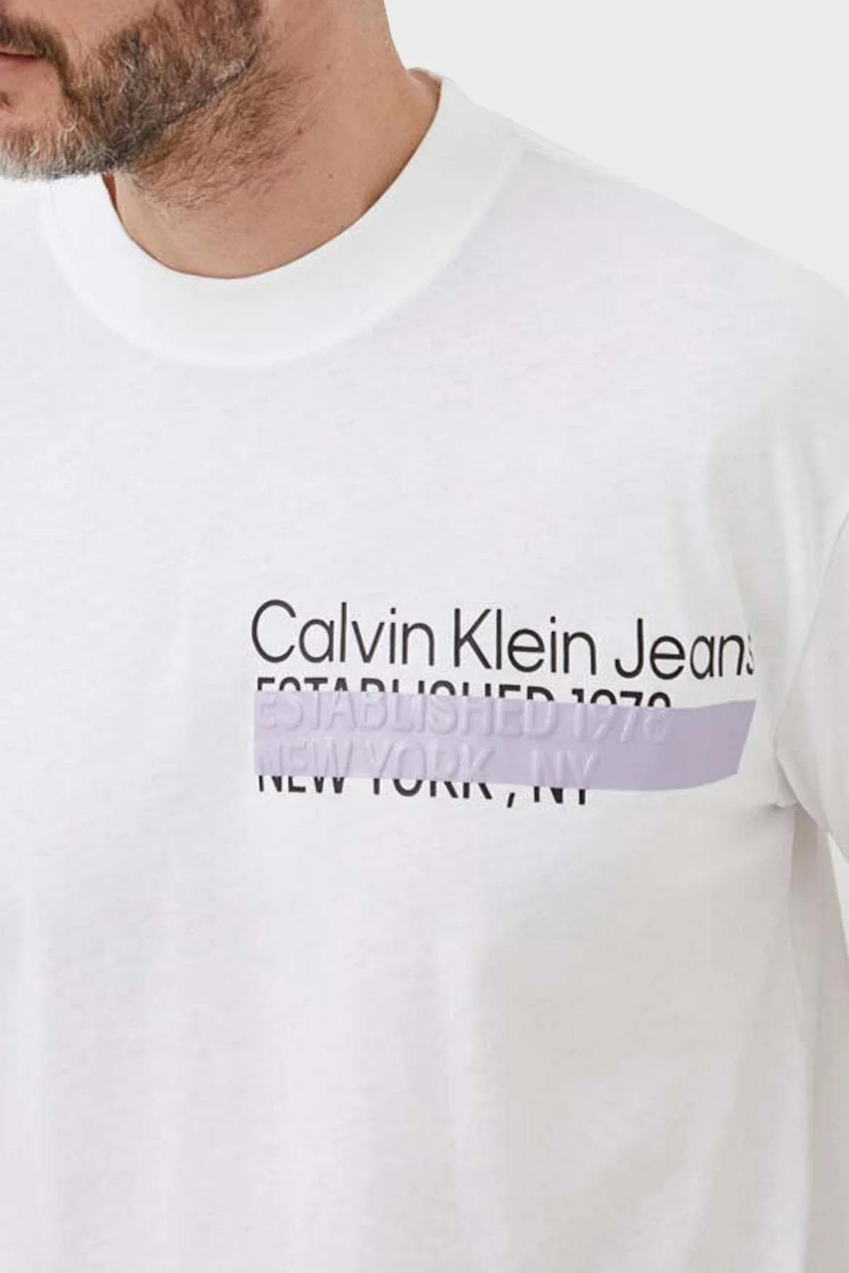 Calvin Klein Logolu Bisiklet Yaka % 100 Pamuk Oversize J30J323522YAF Erkek T Shirt J30J323522 YAF BEYAZ - 5