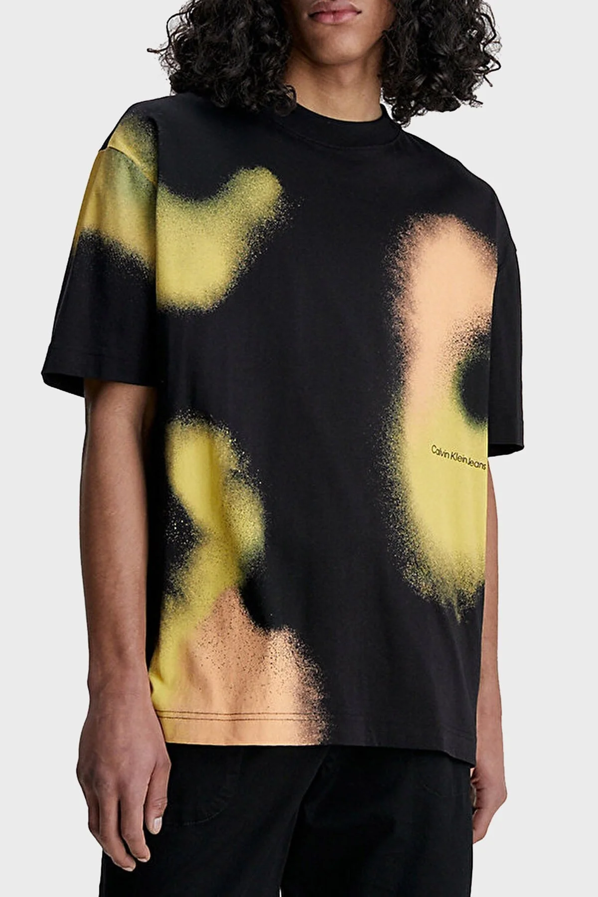 Calvin Klein Logolu Bisiklet Yaka % 100 Pamuk Oversize J30J323531BEH Erkek T Shirt J30J323531 BEH SİYAH - 1