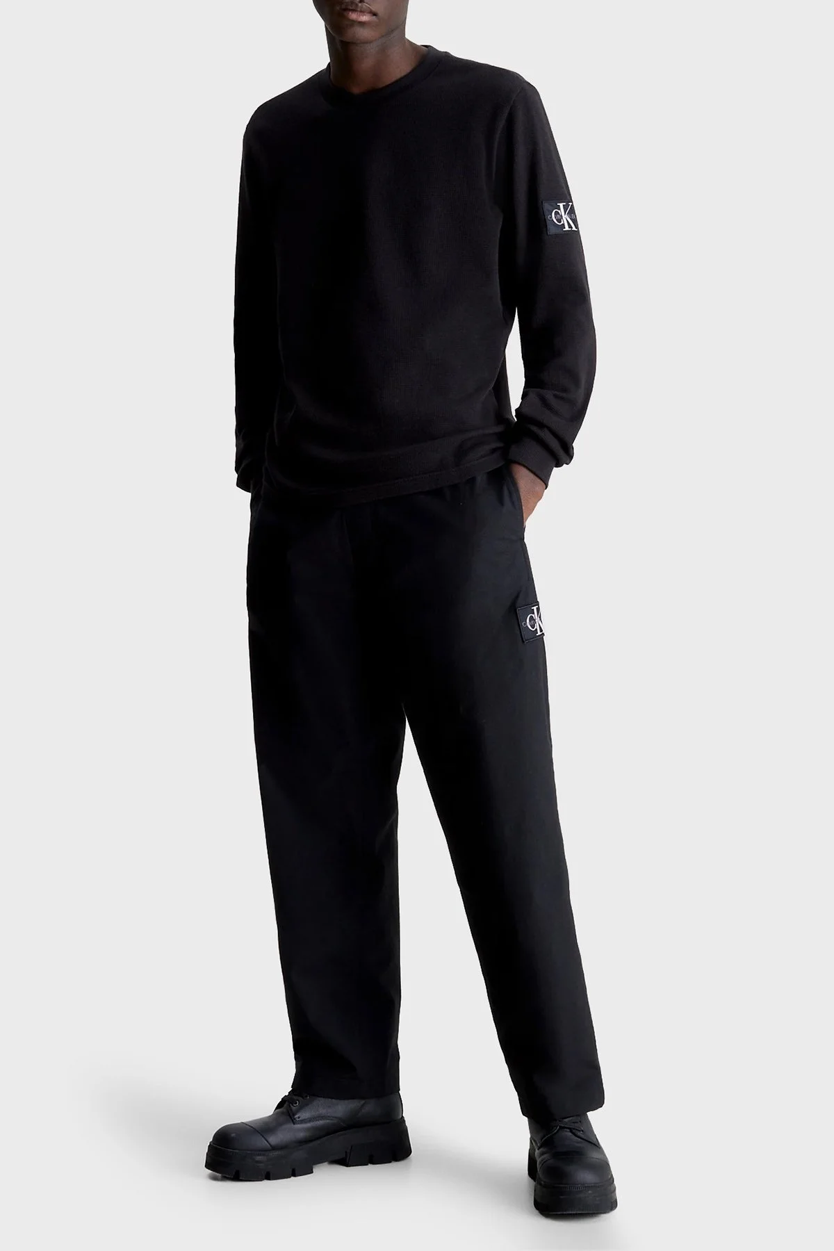 Calvin Klein Logolu Bisiklet Yaka % 100 Pamuk Regular Fit Erkek Sweat J30J316610 BEH SİYAH - 4