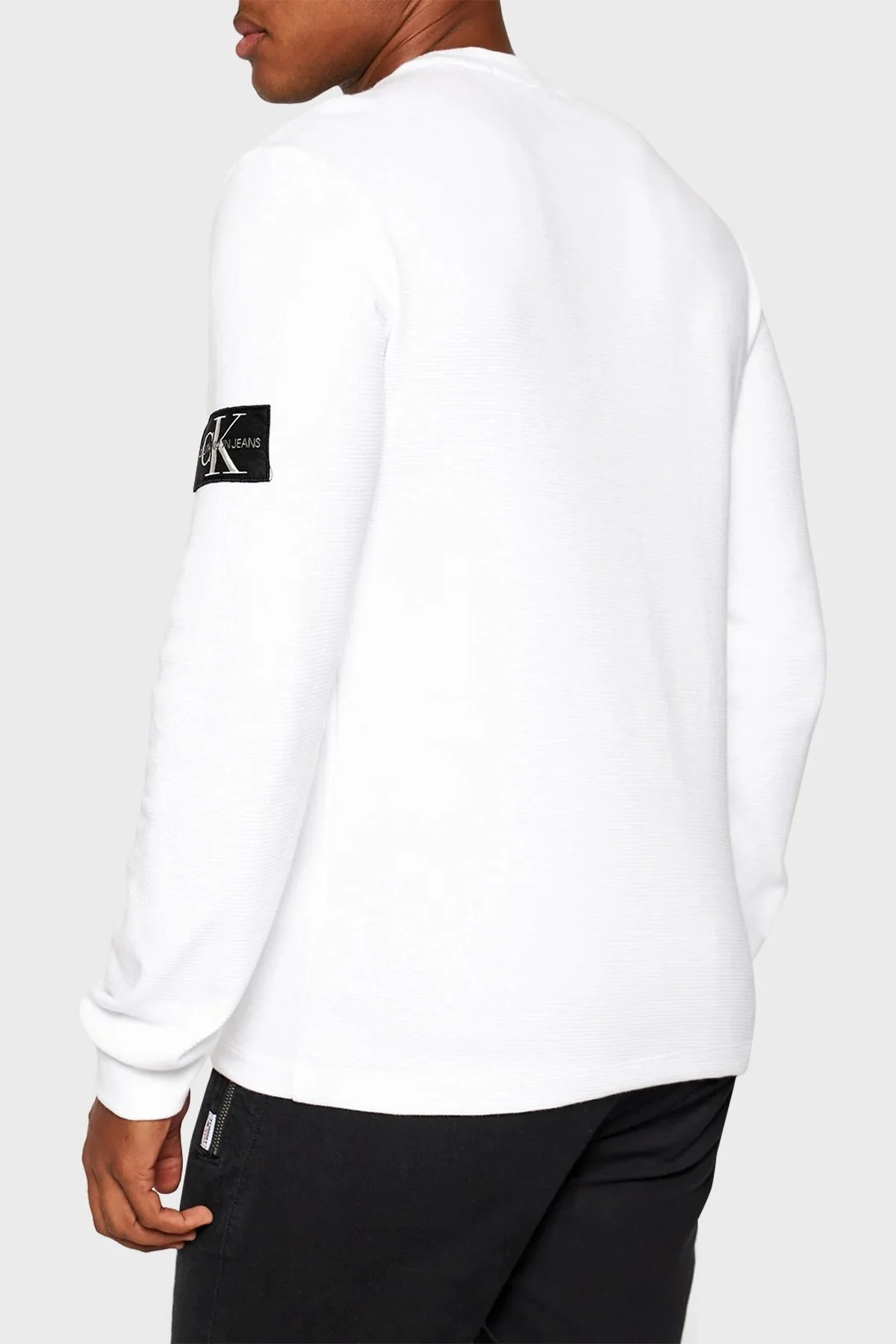 Calvin Klein Logolu Bisiklet Yaka % 100 Pamuk Regular Fit Erkek Sweat J30J316610 YAF BEYAZ - 3