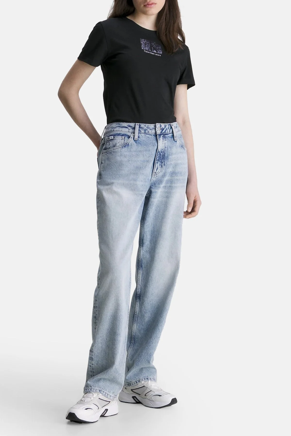 Calvin Klein Logolu Bisiklet Yaka % 100 Pamuk Regular Fit J20J221631BEH Bayan T Shirt J20J221631 BEH SİYAH - 3