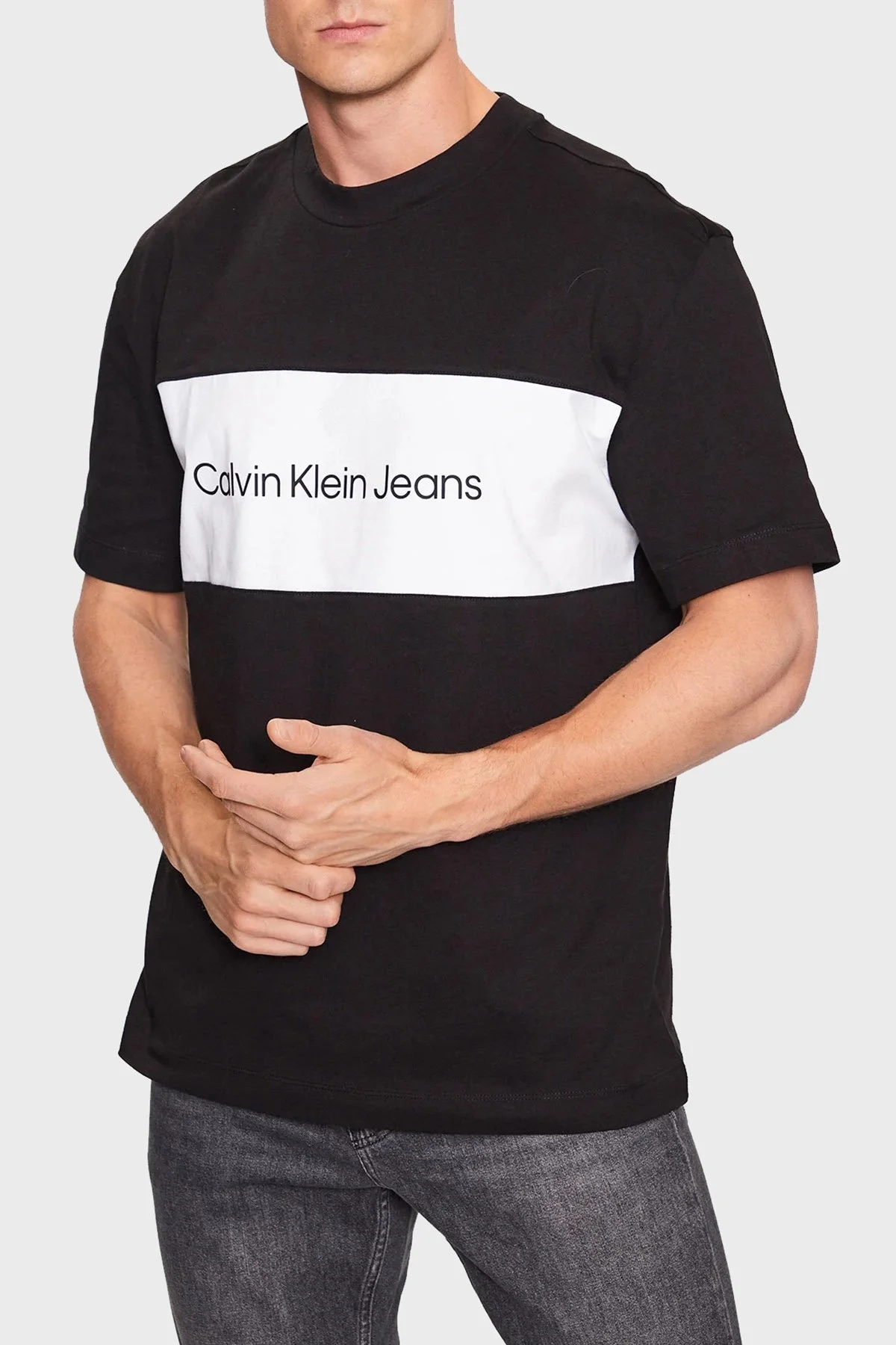 Calvin Klein Logolu Bisiklet Yaka % 100 Pamuk Regular Fit J30J323760BEH Erkek T Shirt J30J323760 BEH SİYAH - 1