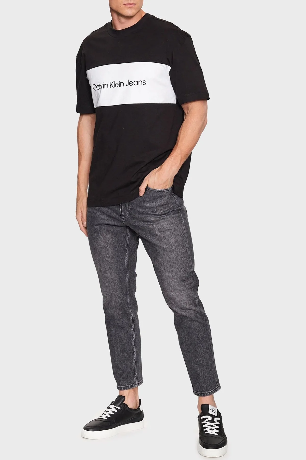 Calvin Klein Logolu Bisiklet Yaka % 100 Pamuk Regular Fit J30J323760BEH Erkek T Shirt J30J323760 BEH SİYAH - 3