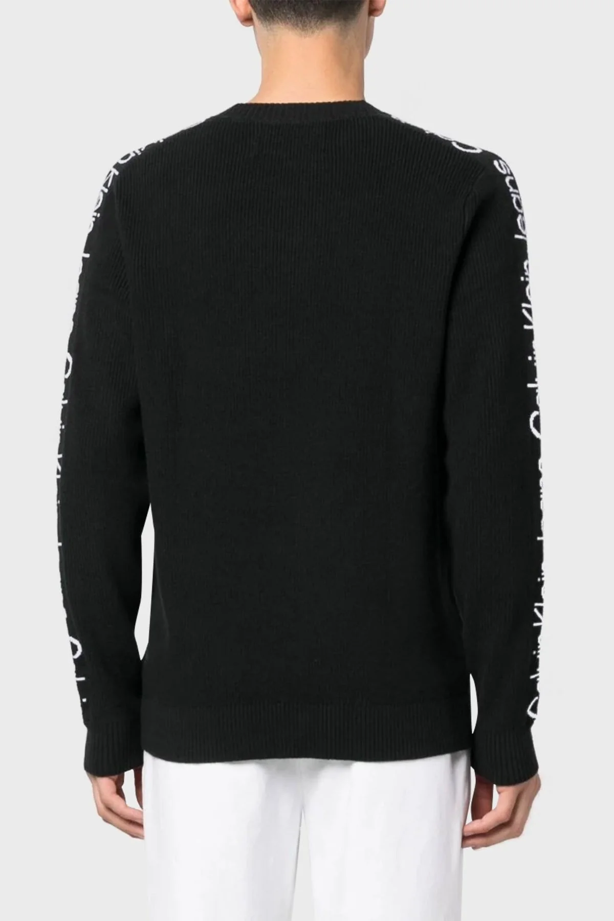 Calvin Klein Logolu Bisiklet Yaka % 100 Pamuk Regular Fit J30J323808BEH Erkek Kazak J30J323808 BEH SİYAH - 2