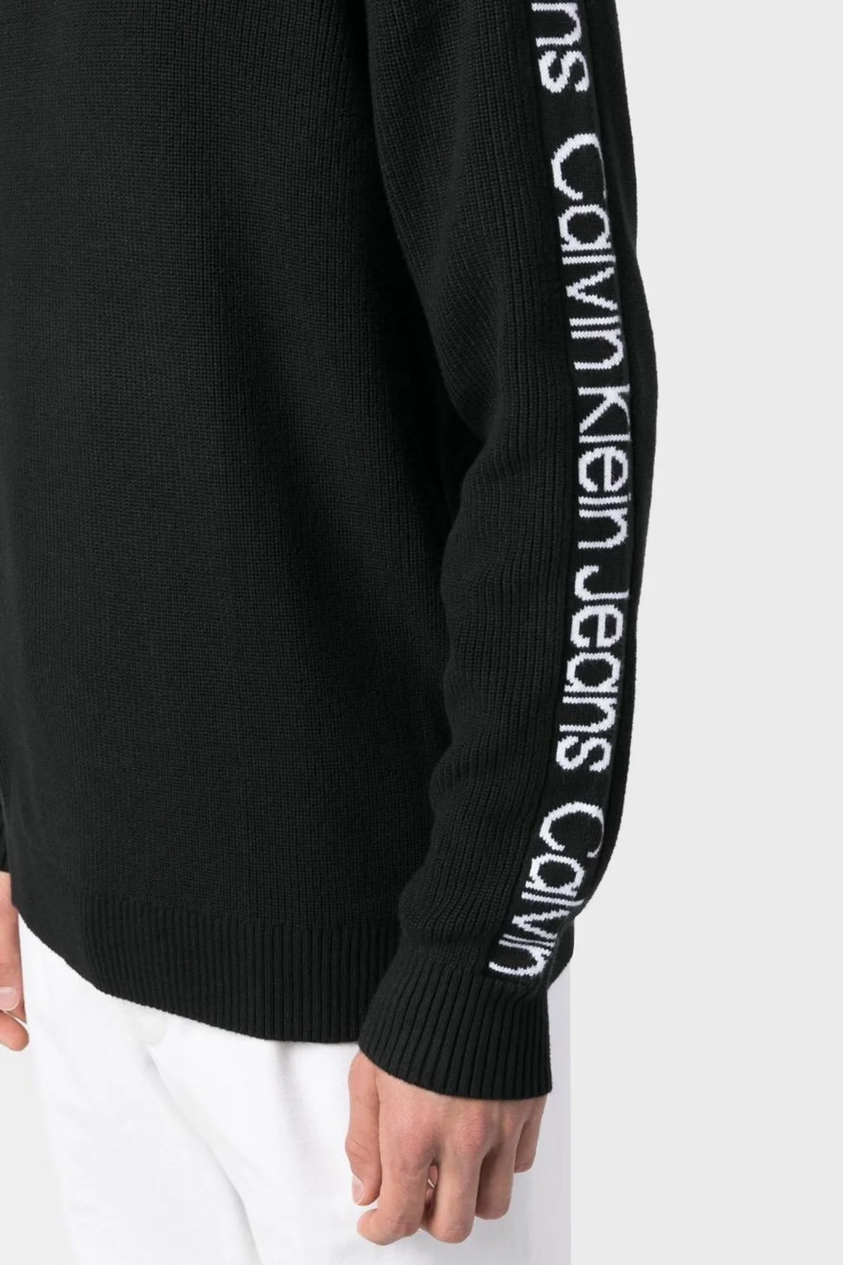 Calvin Klein Logolu Bisiklet Yaka % 100 Pamuk Regular Fit J30J323808BEH Erkek Kazak J30J323808 BEH SİYAH - 4
