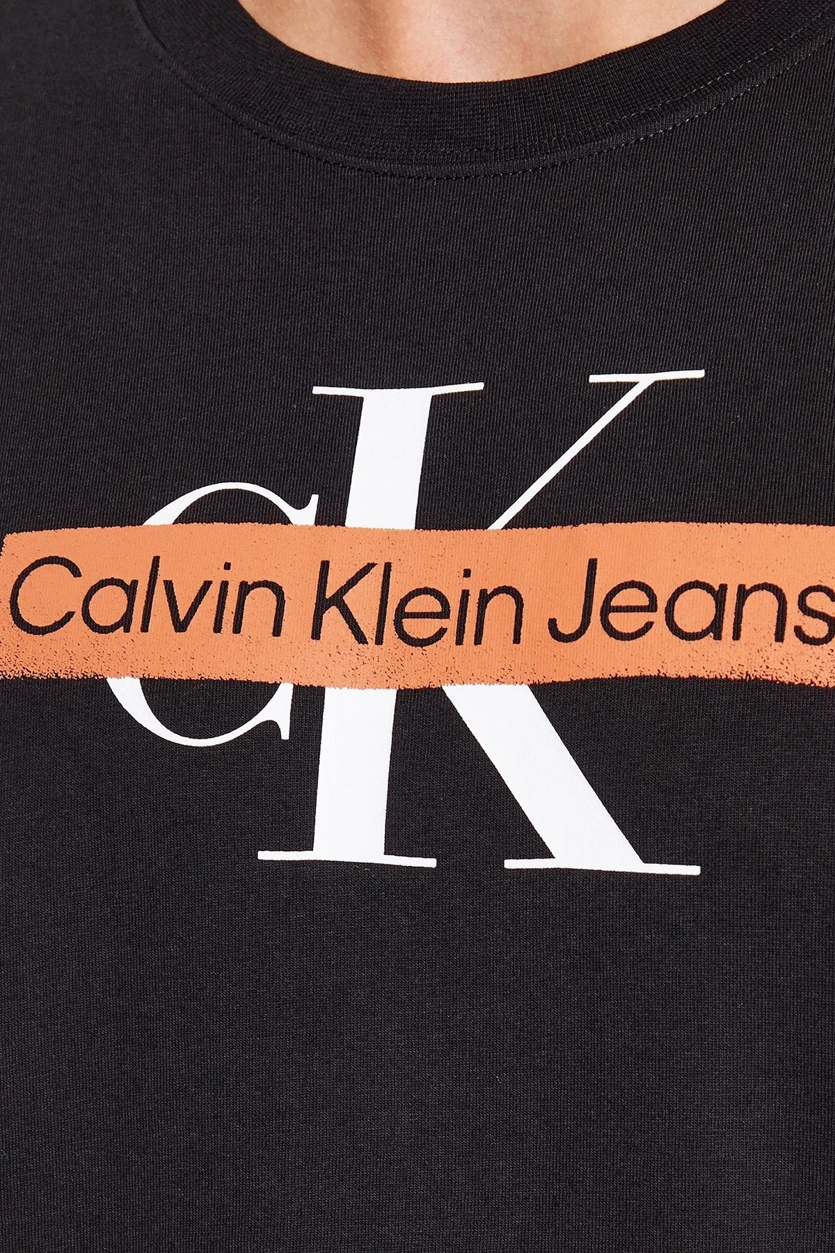 Calvin Klein Logolu Bisiklet Yaka % 100 Pamuk Regular Fit J30J324008BEH Erkek T Shirt J30J324008 BEH SİYAH - 4