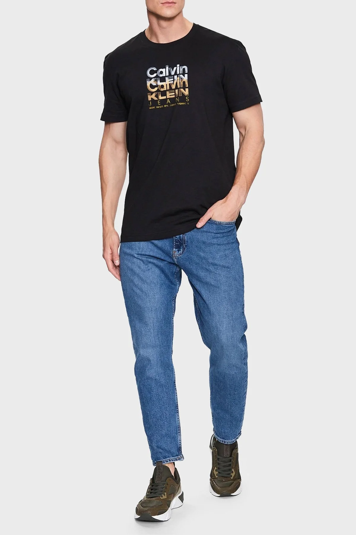 Calvin Klein Logolu Bisiklet Yaka % 100 Pamuk Regular Fit J30J324208BEH Erkek T Shirt J30J324208 BEH SİYAH - 3