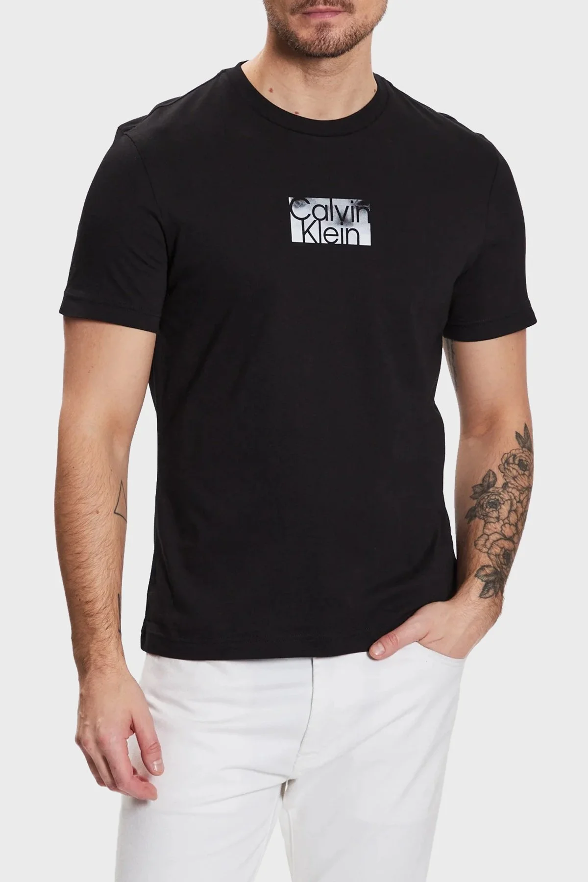 Calvin Klein Logolu Bisiklet Yaka % 100 Pamuk Regular Fit K10K111119BEH Erkek T Shirt K10K111119 BEH SİYAH - 1