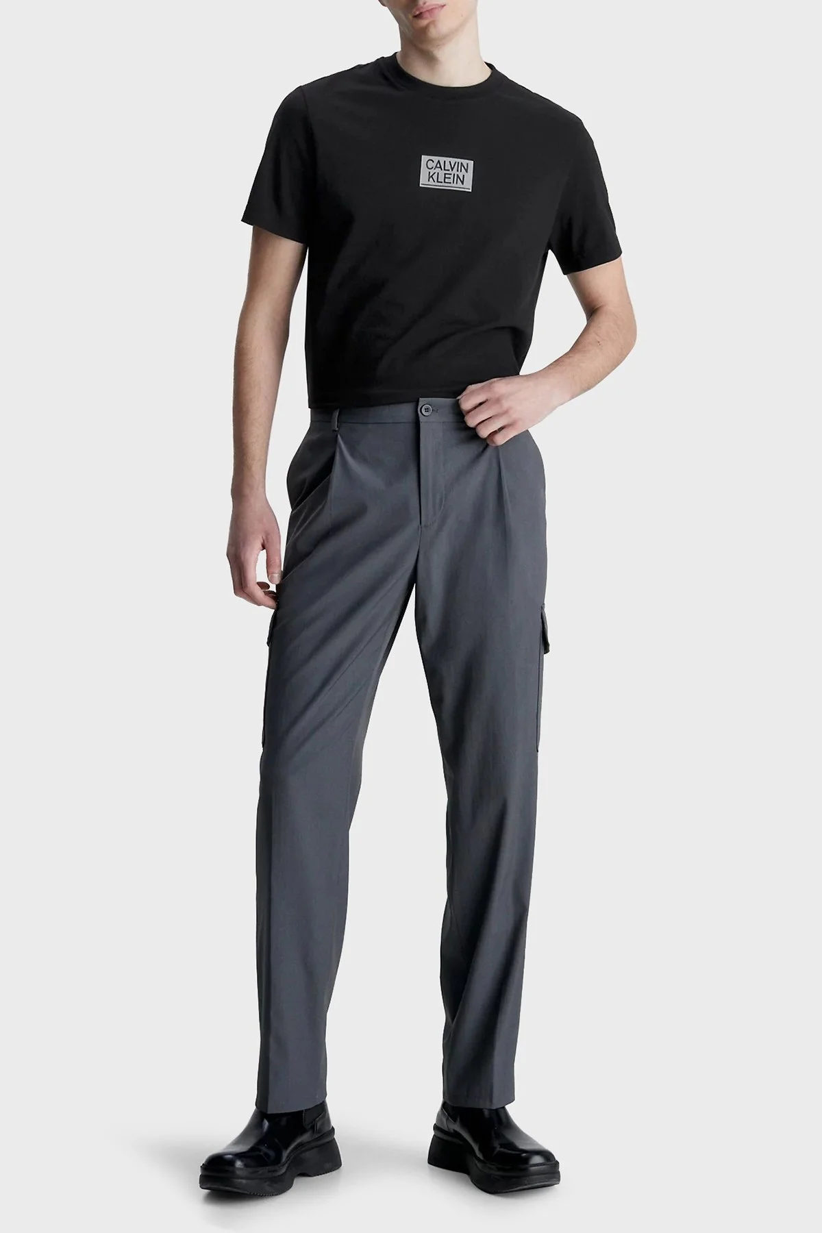 Calvin Klein Logolu Bisiklet Yaka % 100 Pamuk Regular Fit Erkek T Shirt K10K111528 BEH SİYAH - 4