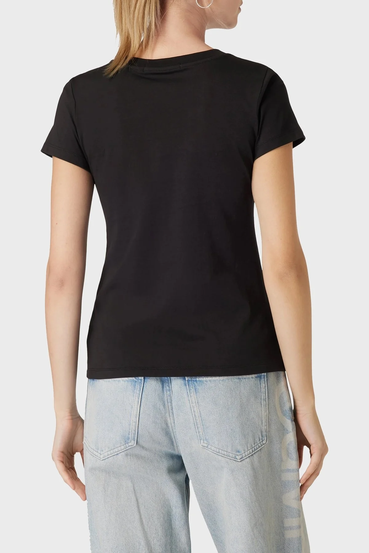 Calvin Klein Logolu Bisiklet Yaka % 100 Pamuk Slim Fit J20J222961BEH Bayan T Shirt J20J222961 BEH SİYAH - 2