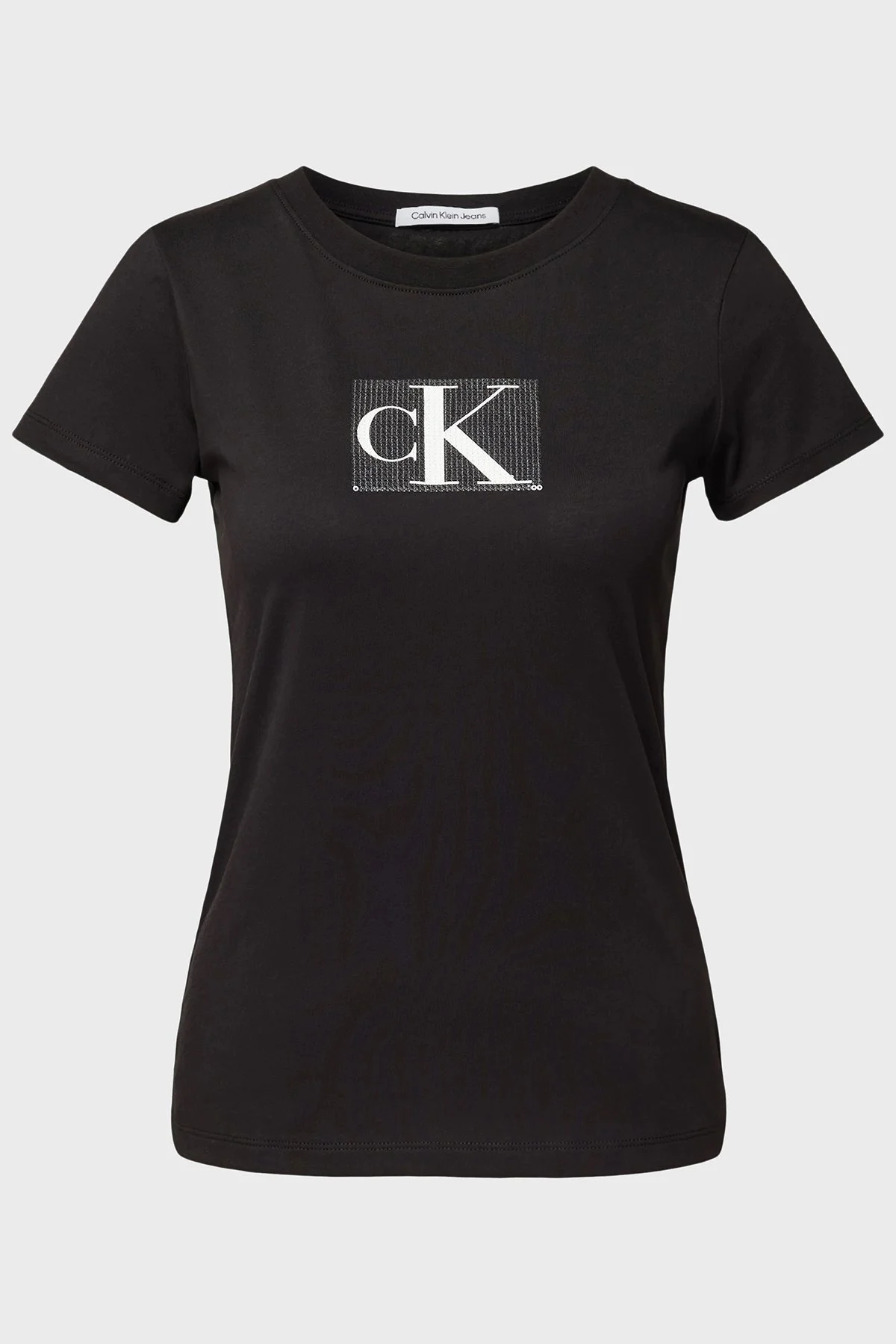 Calvin Klein Logolu Bisiklet Yaka % 100 Pamuk Slim Fit J20J222961BEH Bayan T Shirt J20J222961 BEH SİYAH - 5