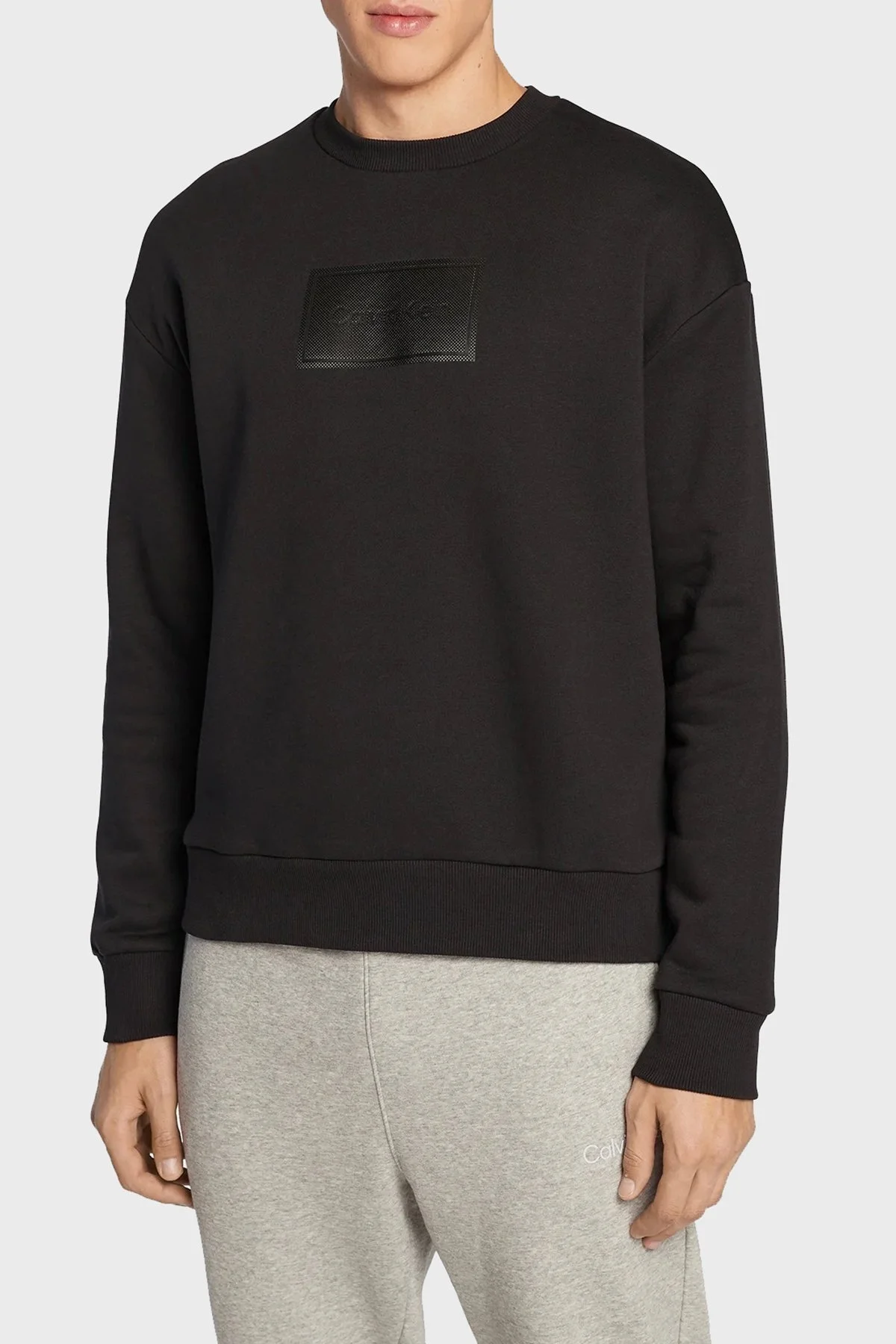 Calvin Klein Logolu Bisiklet Yaka Organik Pamuklu Relaxed Fit Erkek Sweat K10K110083 BEH SİYAH - 1