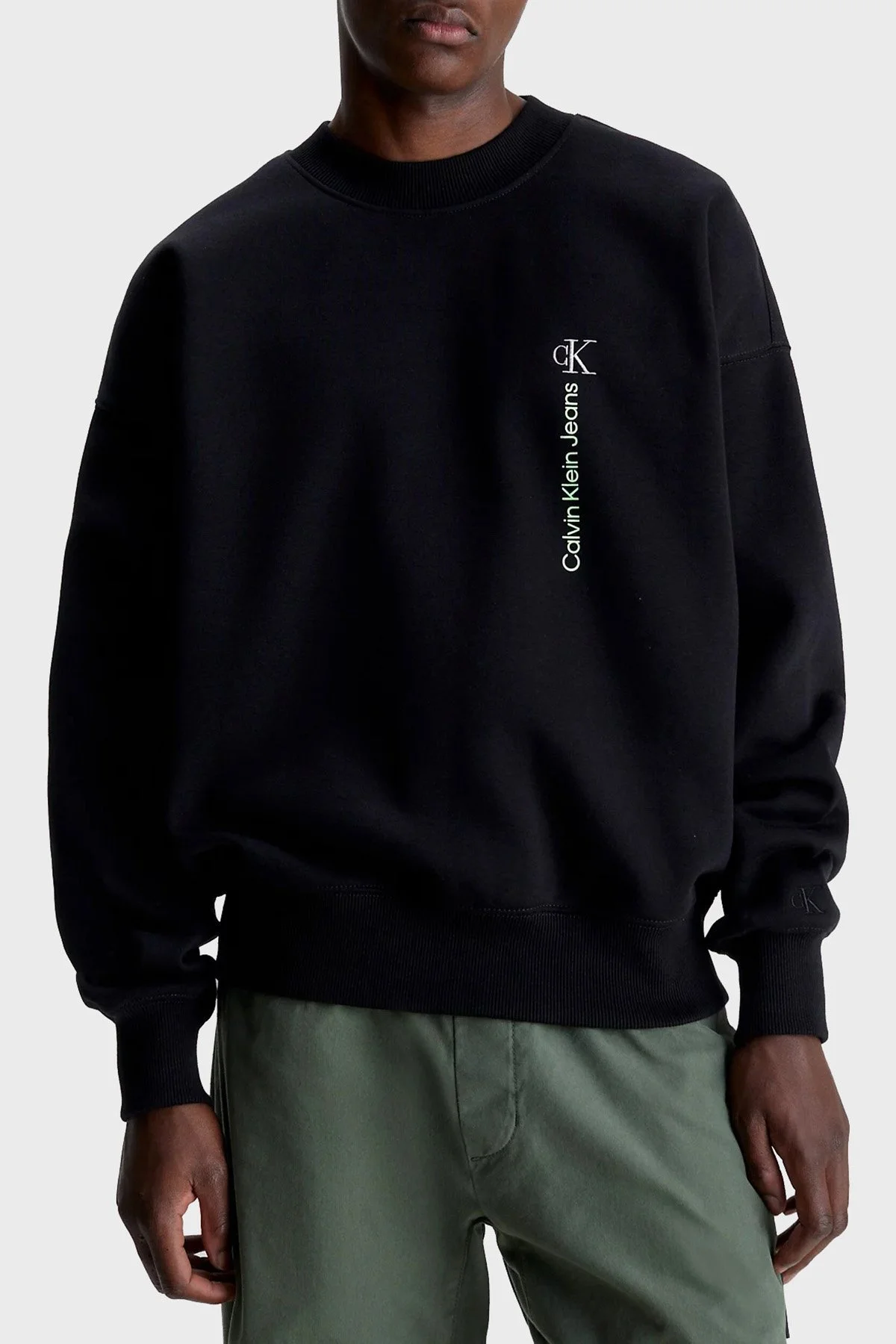 Calvin Klein Logolu Bisiklet Yaka Oversize J30J324119BEH Erkek Sweat J30J324119 BEH SİYAH - 1