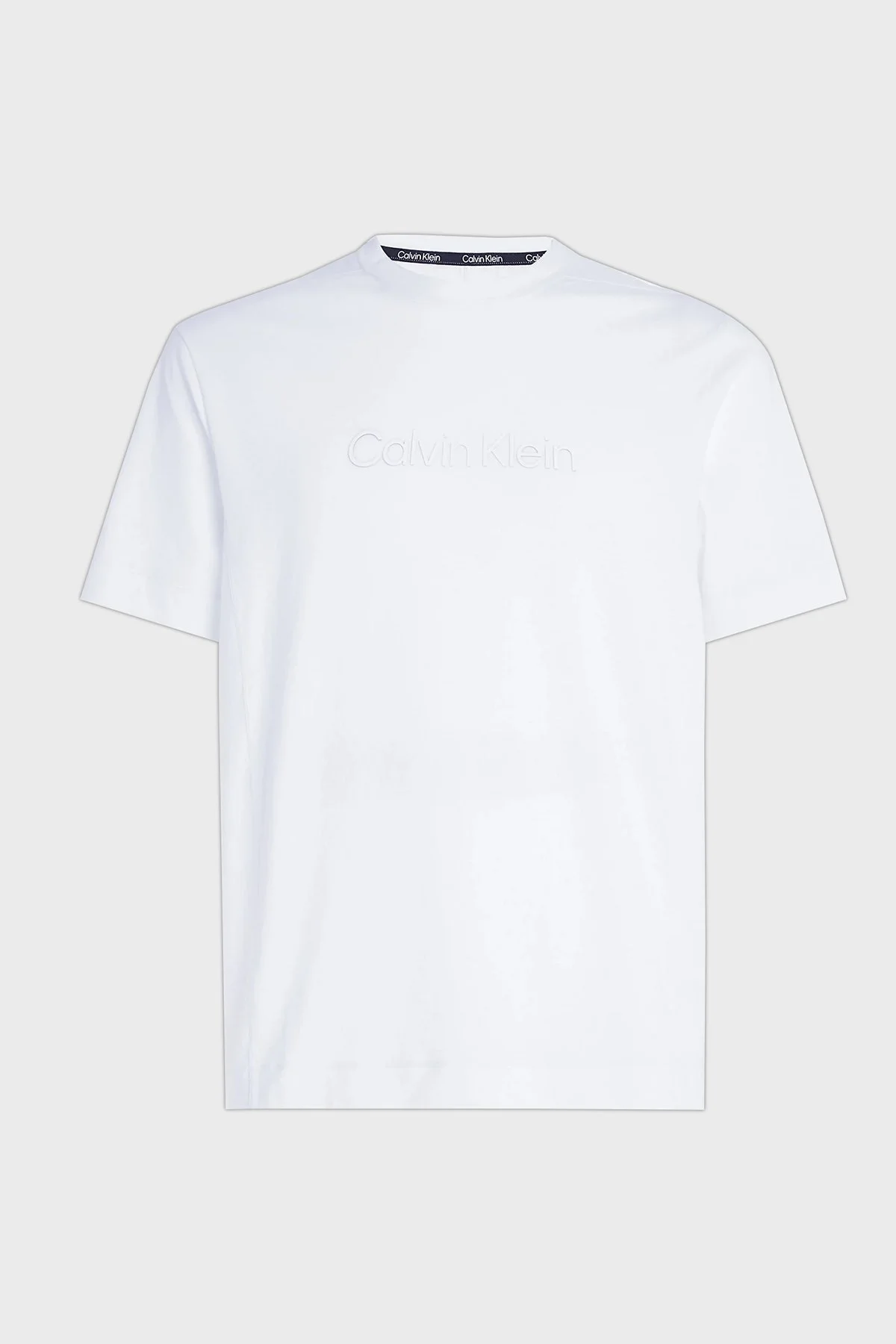 Calvin Klein Logolu Bisiklet Yaka Pamuklu Regular Fit Erkek T Shirt 00GMS3K108 YAF BEYAZ - 5