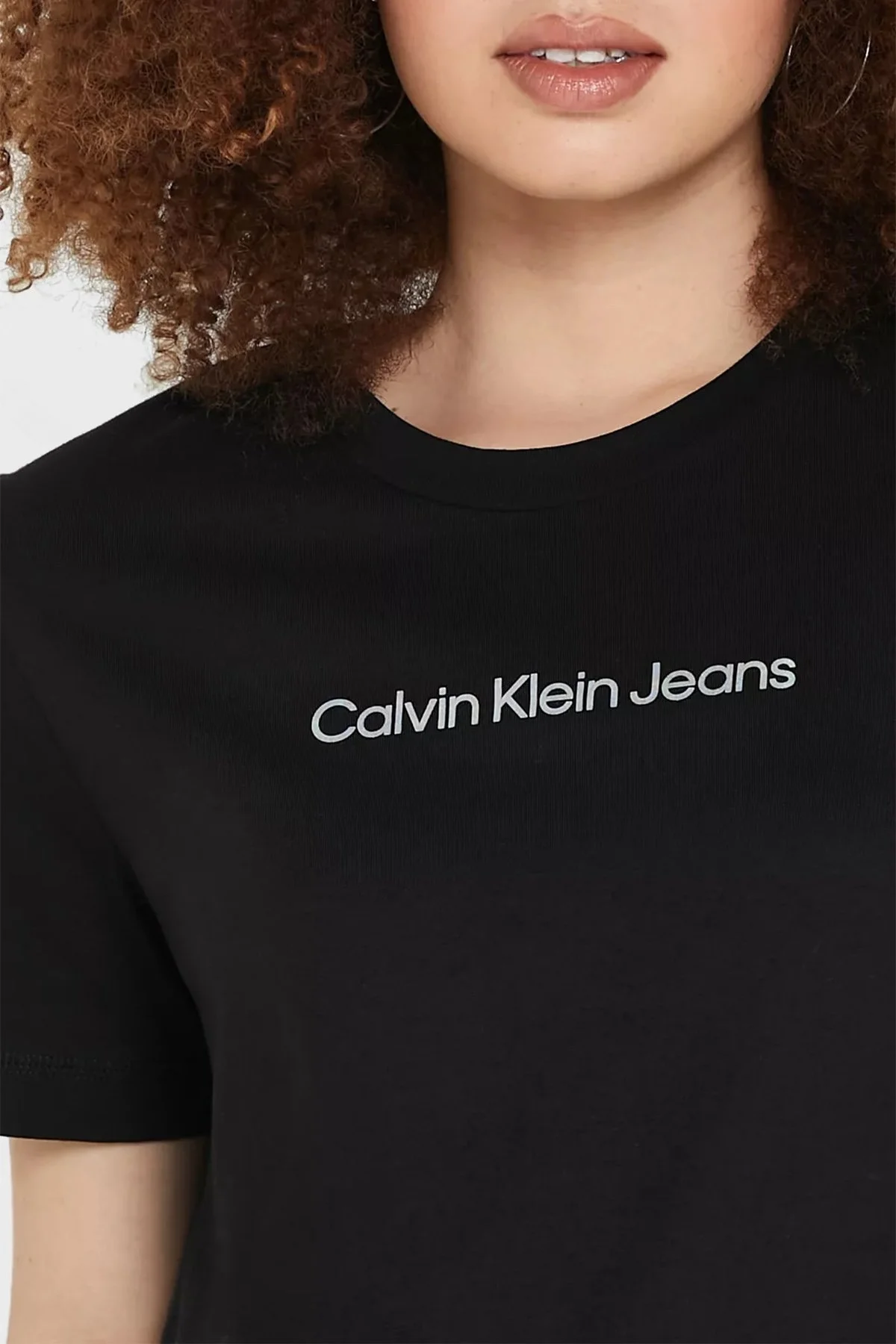 Calvin Klein Logolu Bisiklet Yaka Pamuklu Regular Fit J20J220284BEH Bayan T Shirt J20J220284 BEH SİYAH - 3