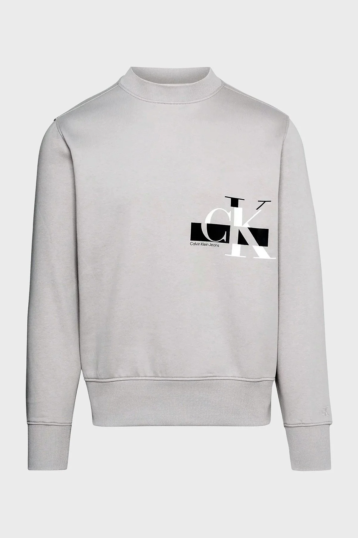 Calvin Klein Logolu Bisiklet Yaka Pamuklu Regular Fit J30J324092PEE Erkek Sweat J30J324092 PEE GRİ - 5