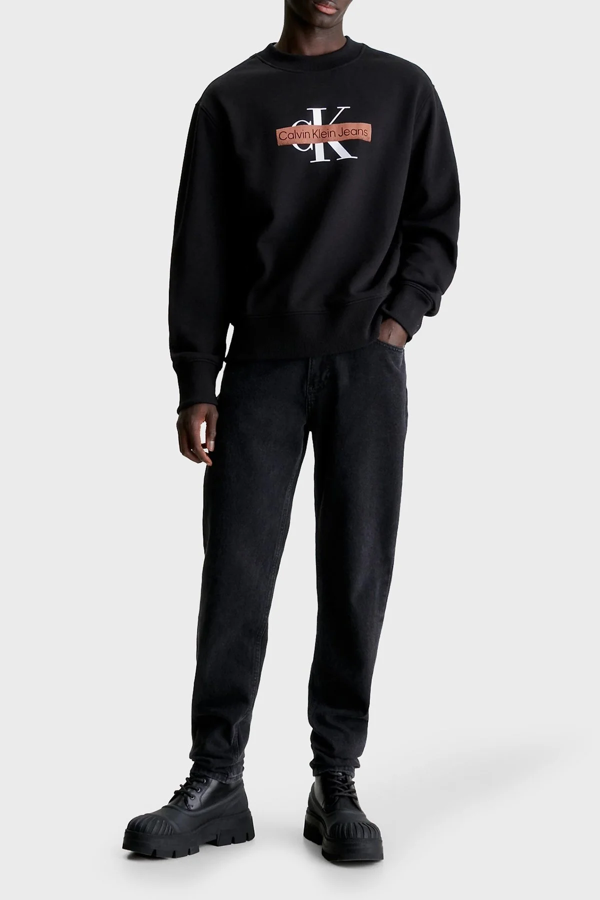 Calvin Klein Logolu Bisiklet Yaka Pamuklu Regular Fit J30J324113BEH Erkek Sweat J30J324113 BEH SİYAH - 3