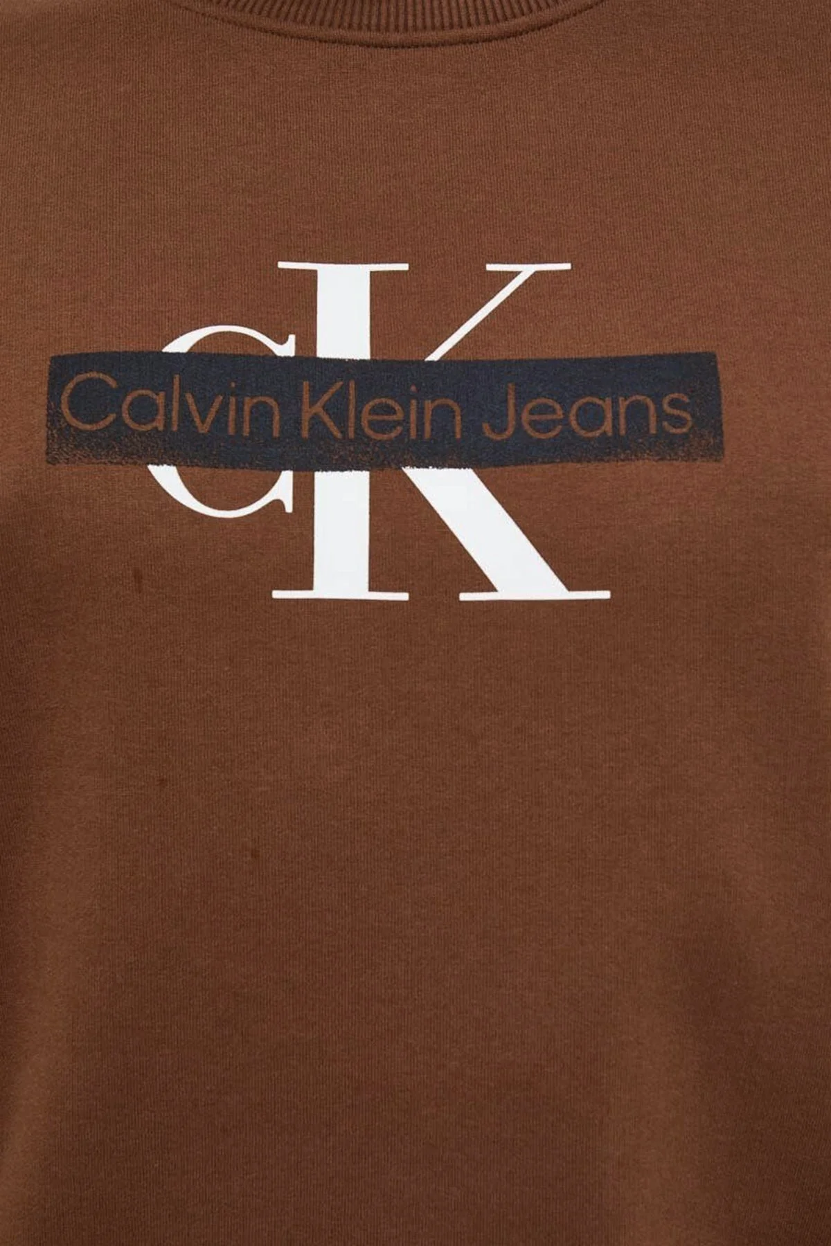 Calvin Klein Logolu Bisiklet Yaka Pamuklu Regular Fit J30J324113GQM Erkek Sweat J30J324113 GQM KAHVE - 2