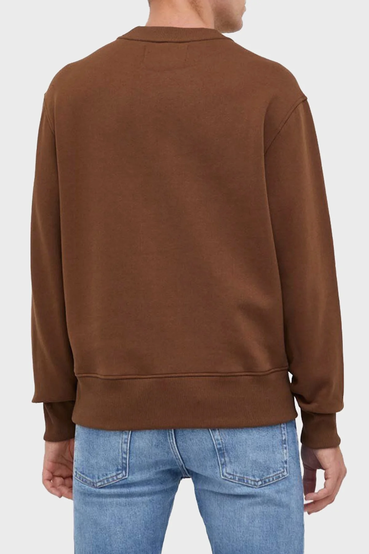 Calvin Klein Logolu Bisiklet Yaka Pamuklu Regular Fit J30J324113GQM Erkek Sweat J30J324113 GQM KAHVE - 3