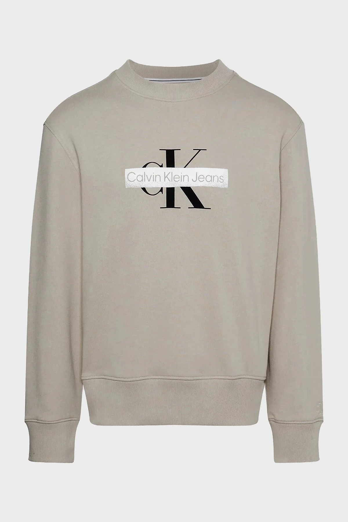 Calvin Klein Logolu Bisiklet Yaka Pamuklu Regular Fit J30J324113PED Erkek Sweat J30J324113 PED BEJ - 5