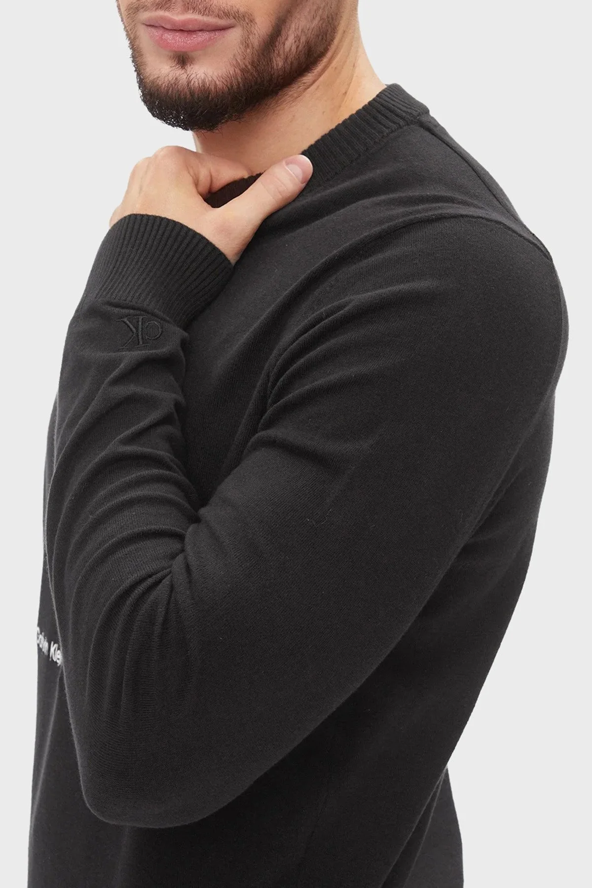 Calvin Klein Logolu Bisiklet Yaka Pamuklu Regular Fit J30J324328BEH Erkek Kazak J30J324328 BEH SİYAH - 2