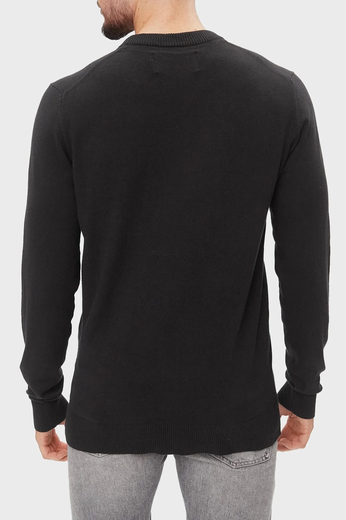 Calvin Klein Logolu Bisiklet Yaka Pamuklu Regular Fit J30J324328BEH Erkek Kazak J30J324328 BEH SİYAH - 3