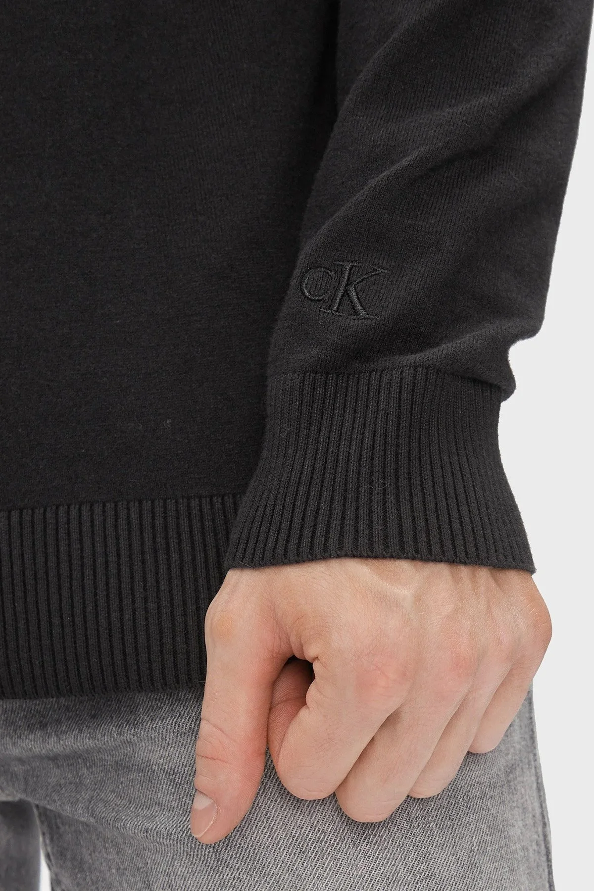 Calvin Klein Logolu Bisiklet Yaka Pamuklu Regular Fit J30J324328BEH Erkek Kazak J30J324328 BEH SİYAH - 5