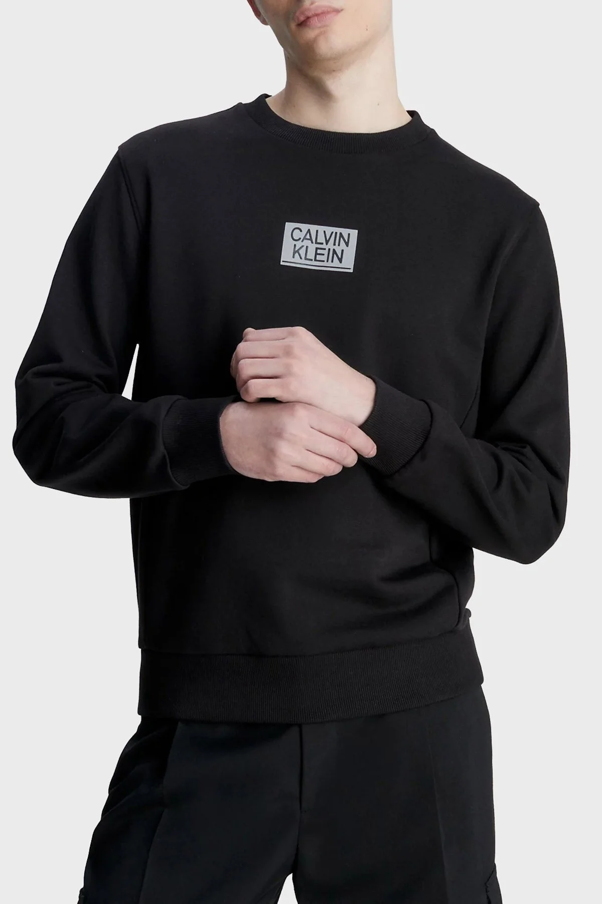 Calvin Klein Logolu Bisiklet Yaka Pamuklu Regular Fit K10K111525BEH Erkek Sweat K10K111525 BEH SİYAH - 1