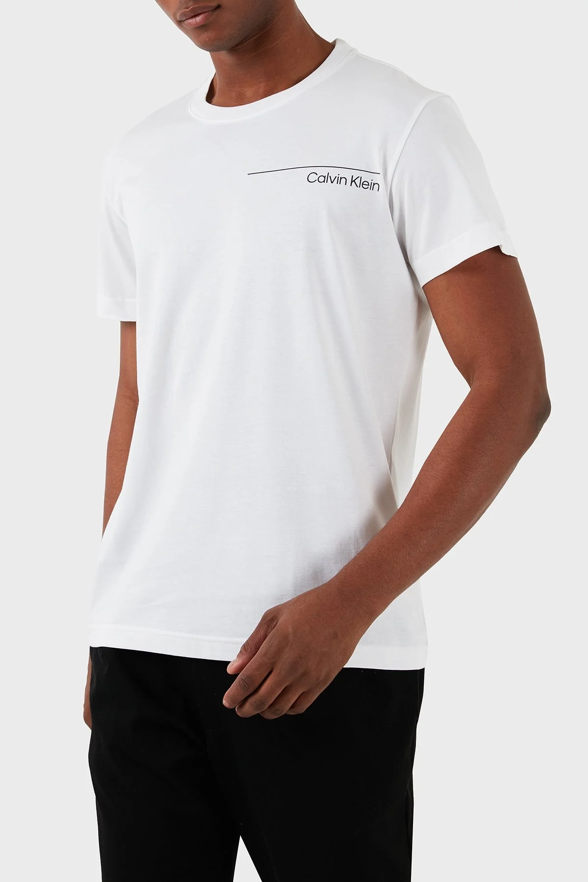 Calvin Klein Logolu Bisiklet Yaka Pamuklu Regular Fit KM0KM00964YCD Erkek T Shirt KM0KM00964 YCD BEYAZ - 1