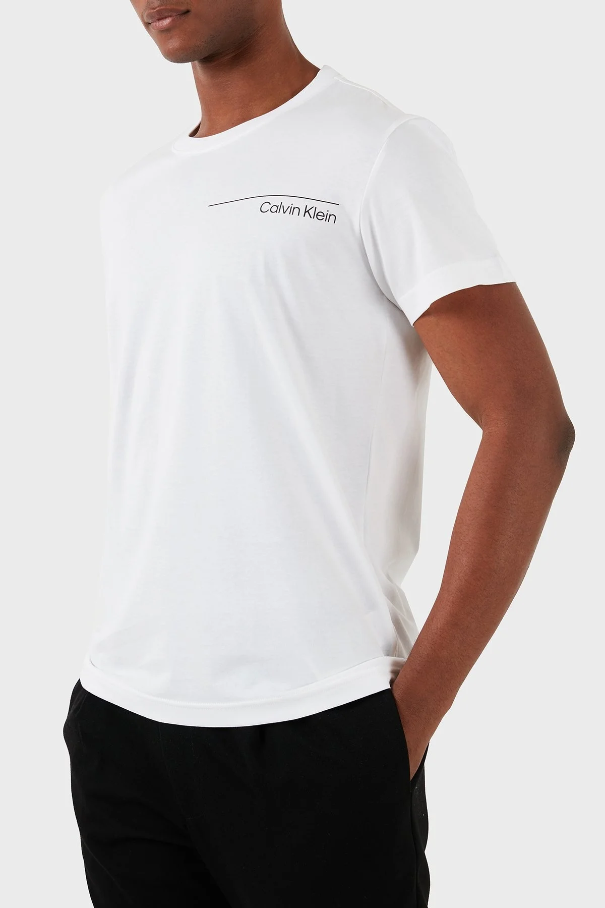Calvin Klein Logolu Bisiklet Yaka Pamuklu Regular Fit KM0KM00964YCD Erkek T Shirt KM0KM00964 YCD BEYAZ - 5