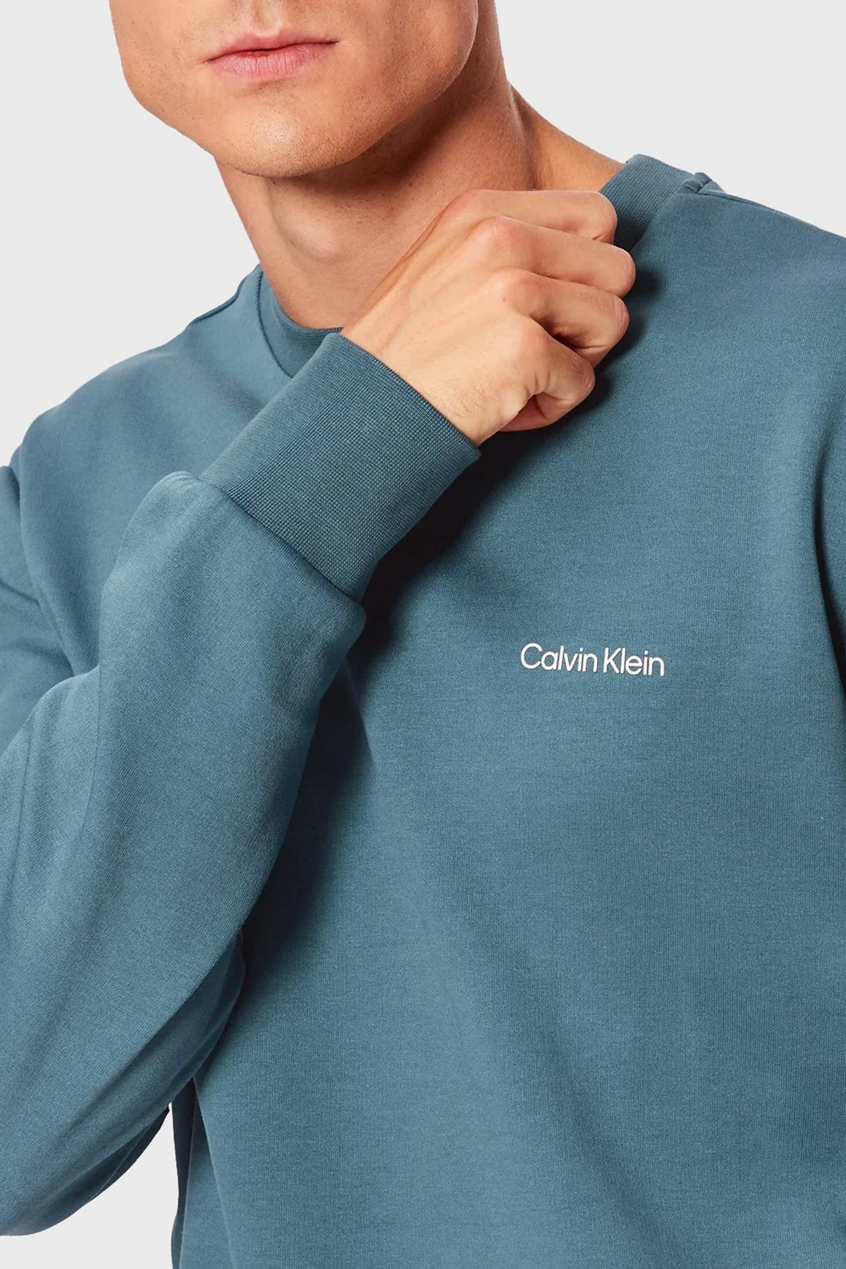 Calvin Klein Logolu Bisiklet Yaka Pamuklu Relaxed Fit Erkek Sweat K10K109926 POC GRİ - 4