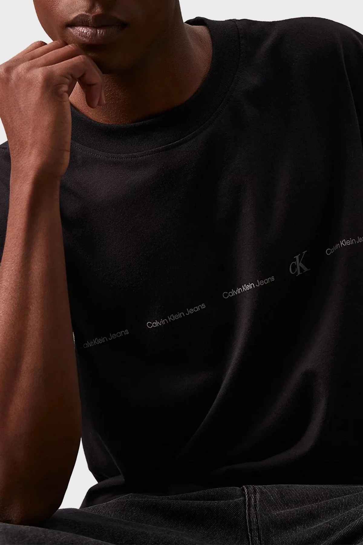 Calvin Klein Logolu Bisiklet Yaka Regular Fit Pamuklu Jarse J30J324668BEH Erkek T Shirt J30J324668 BEH SİYAH - 3
