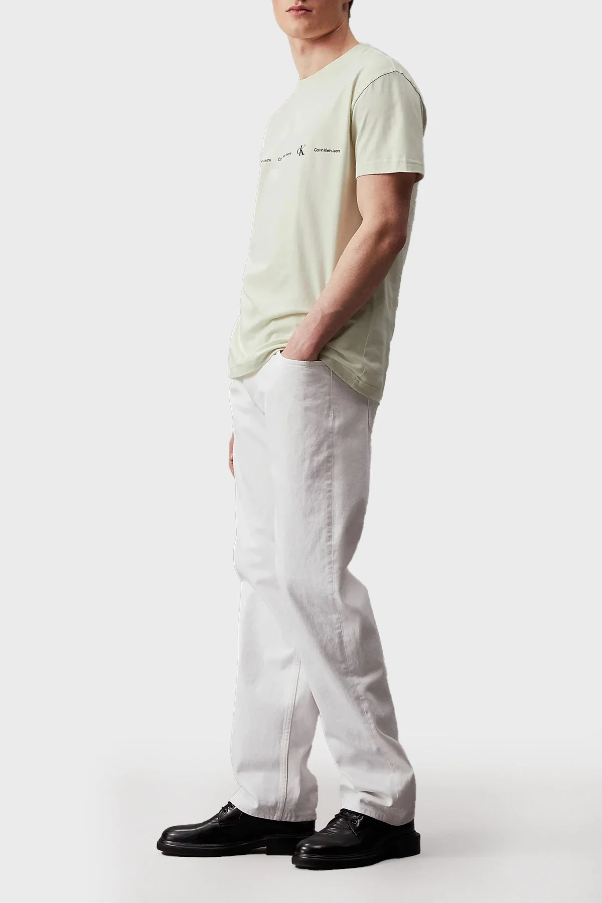 Calvin Klein Logolu Bisiklet Yaka Regular Fit Pamuklu Jarse J30J324668CGA Erkek T Shirt J30J324668 CGA TAŞ - 4