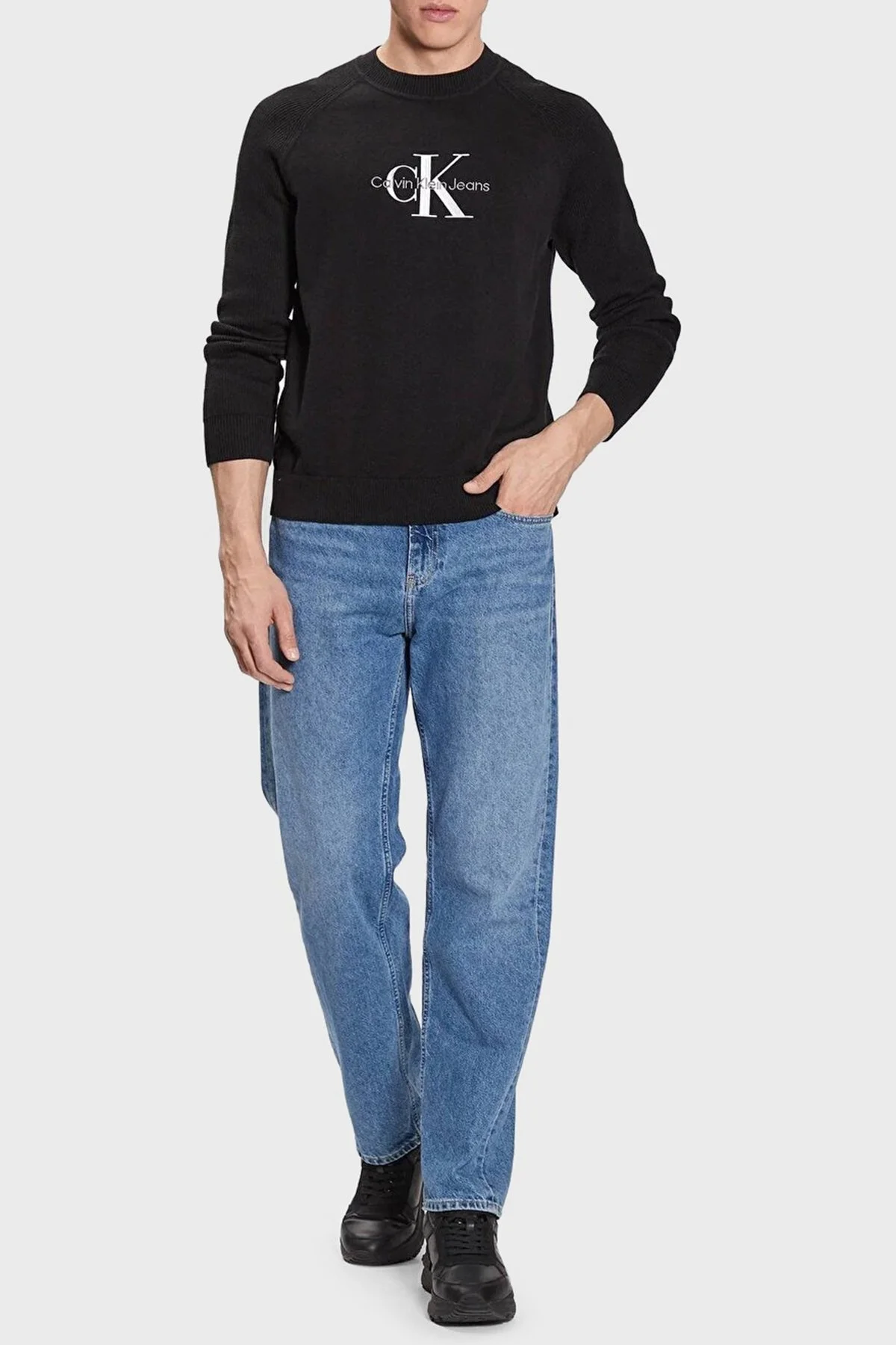 Calvin Klein Pamuklu Regular Fit J30J323408BEH Erkek Kazak J30J323408 BEH SİYAH - 3