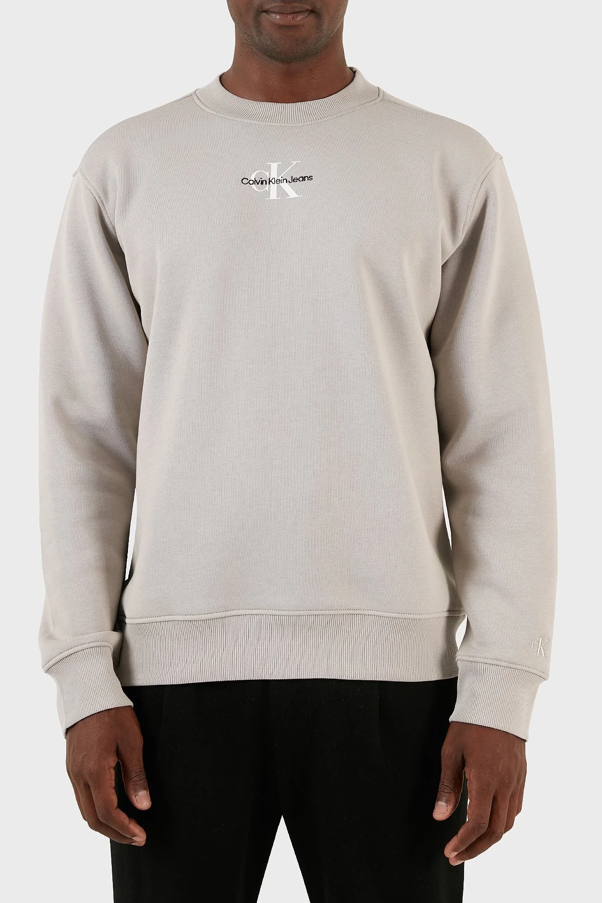 Calvin Klein Logolu Bisiklet Yaka Şardonlu Regular Fit J30J323434PEE Erkek Sweat J30J323434 PEE GRİ - 1
