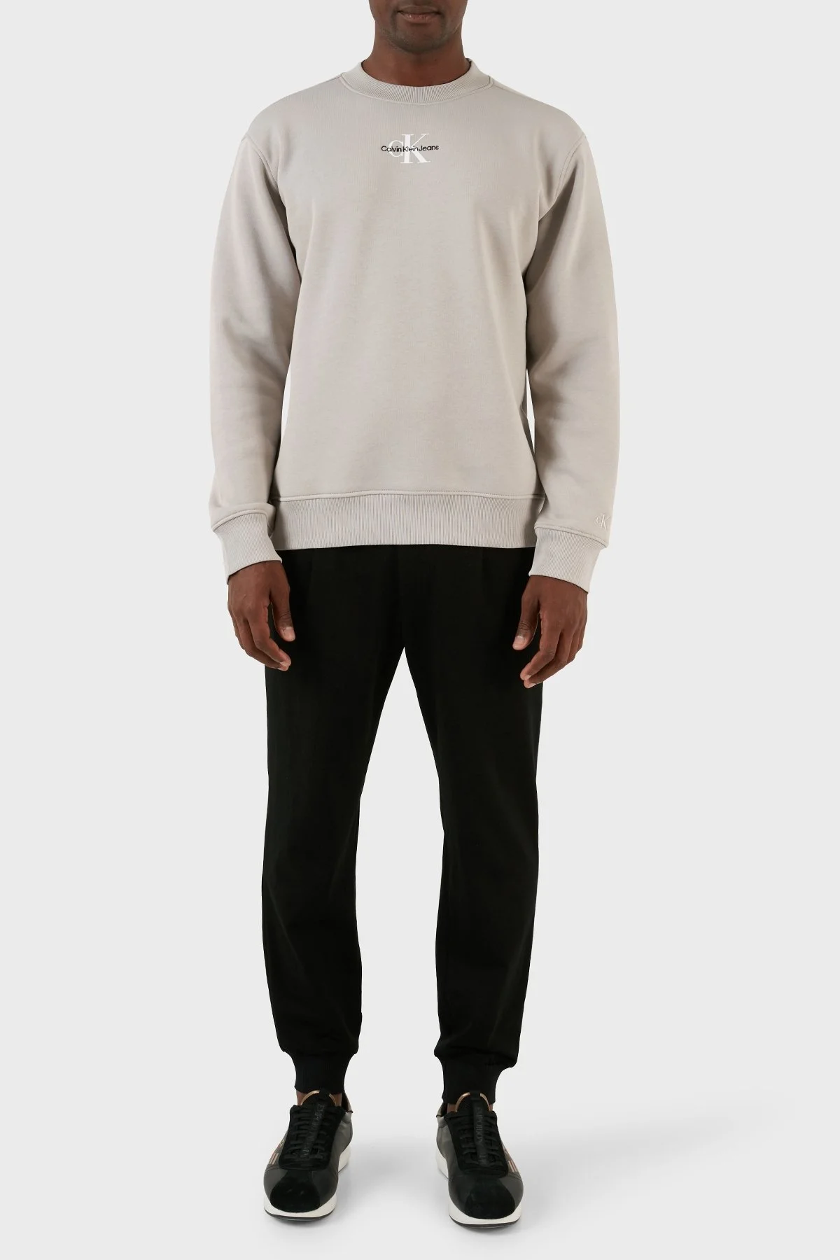 Calvin Klein Logolu Bisiklet Yaka Şardonlu Regular Fit J30J323434PEE Erkek Sweat J30J323434 PEE GRİ - 4