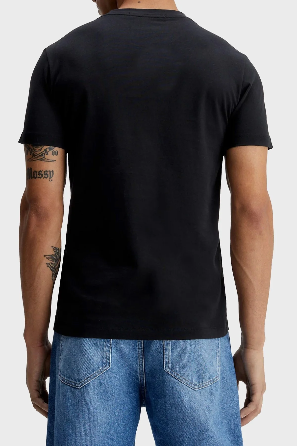 Calvin Klein Logolu Bisiklet Yaka Slim Fit Pamuklu Jarse Erkek T Shirt J30J322872 BEH SİYAH - 3